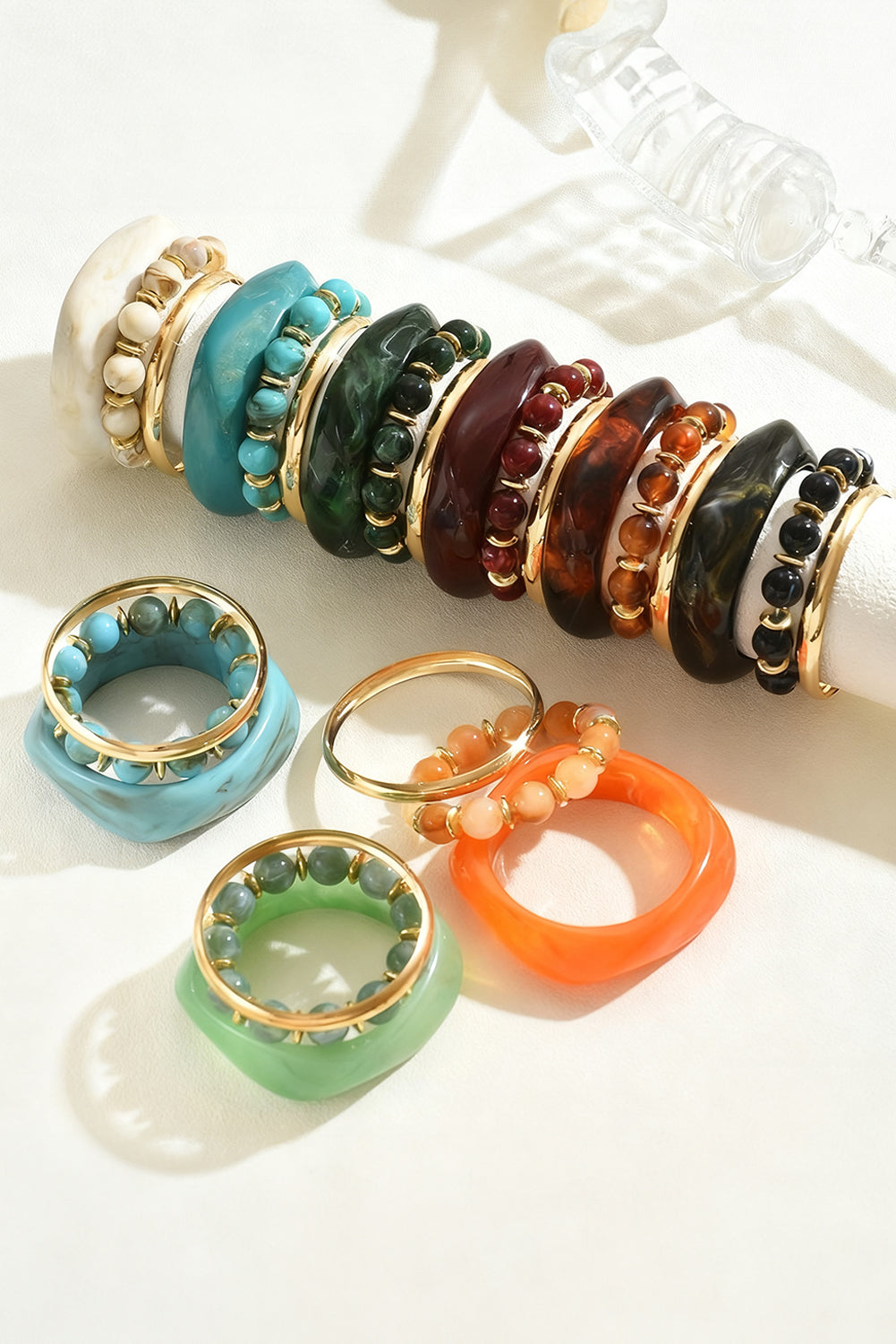 White Sand Beach Resin Bangle 3pcs Bracelet Set