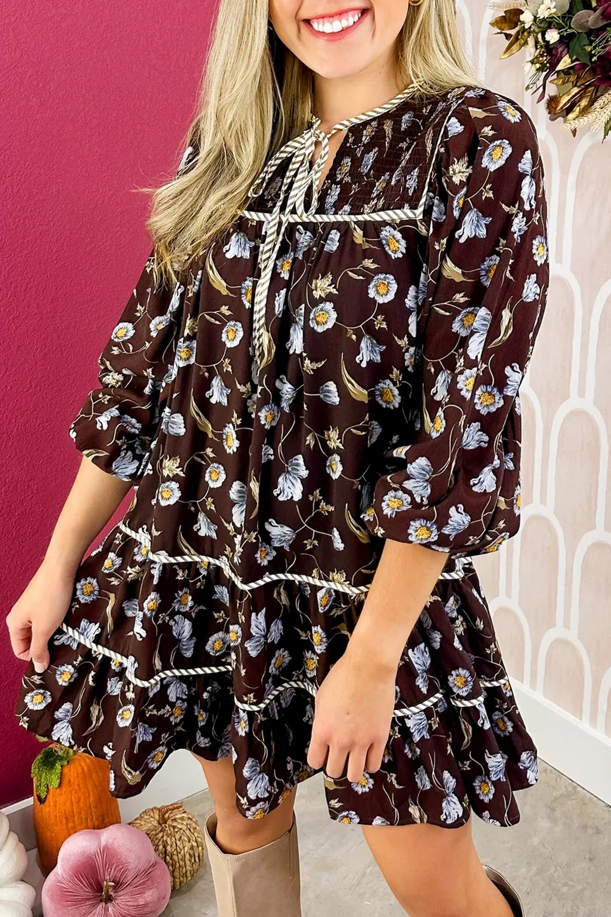 Autumn Bloom Shift Dress