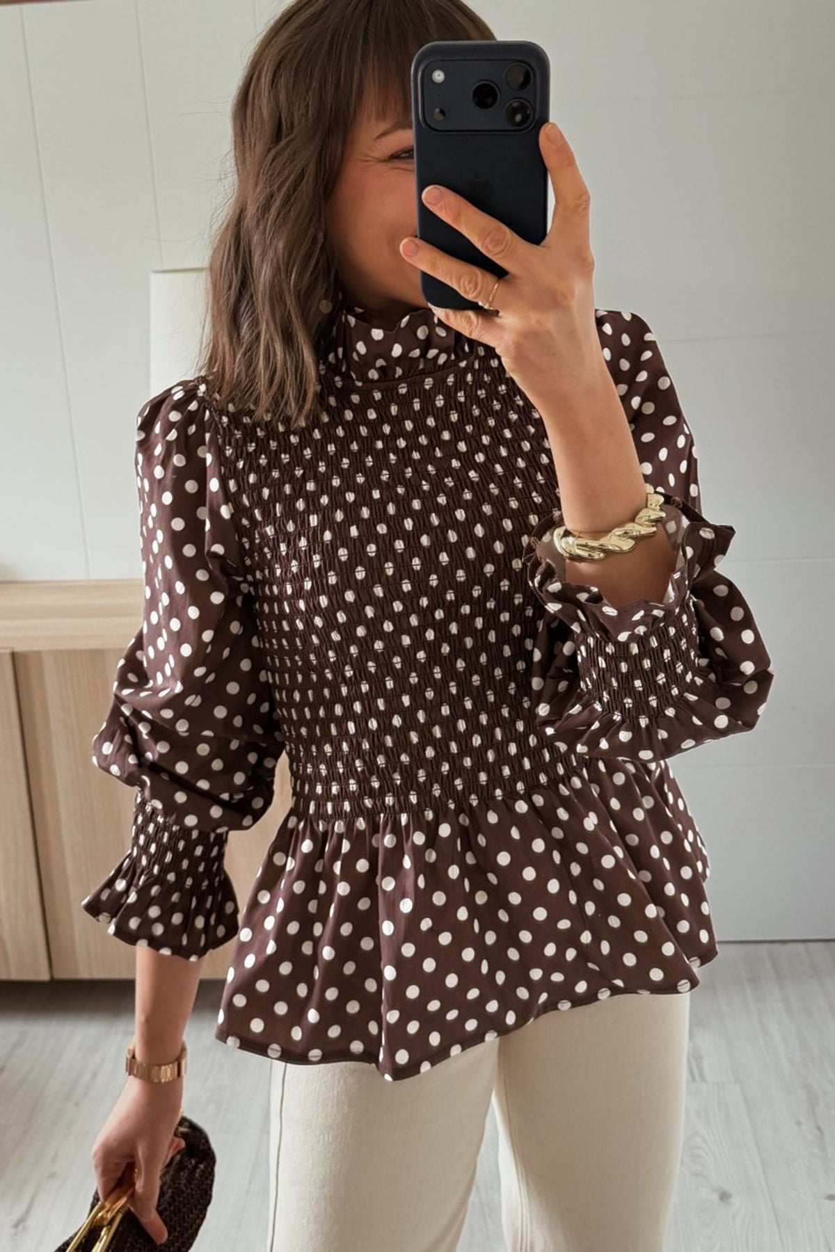 Mocha Dot Blouse