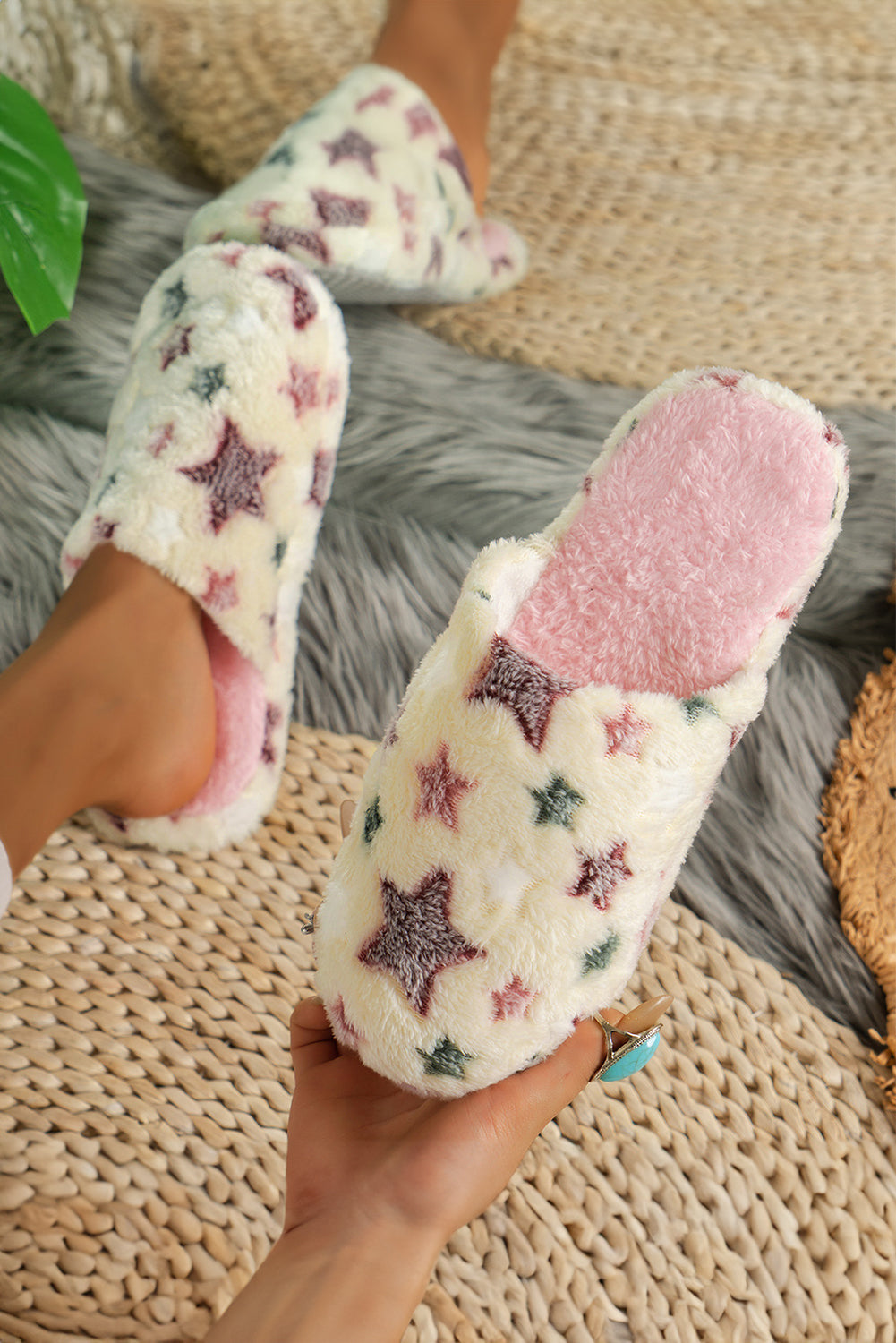 Dusty Pink Star Slippers