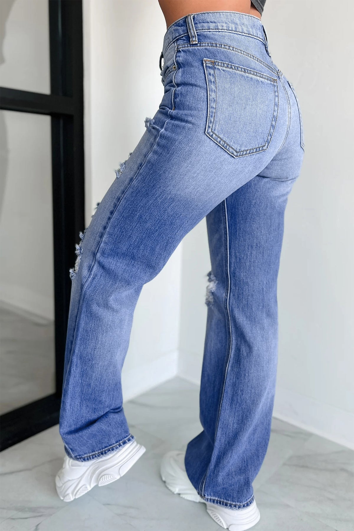 Distressed Straight Jeans