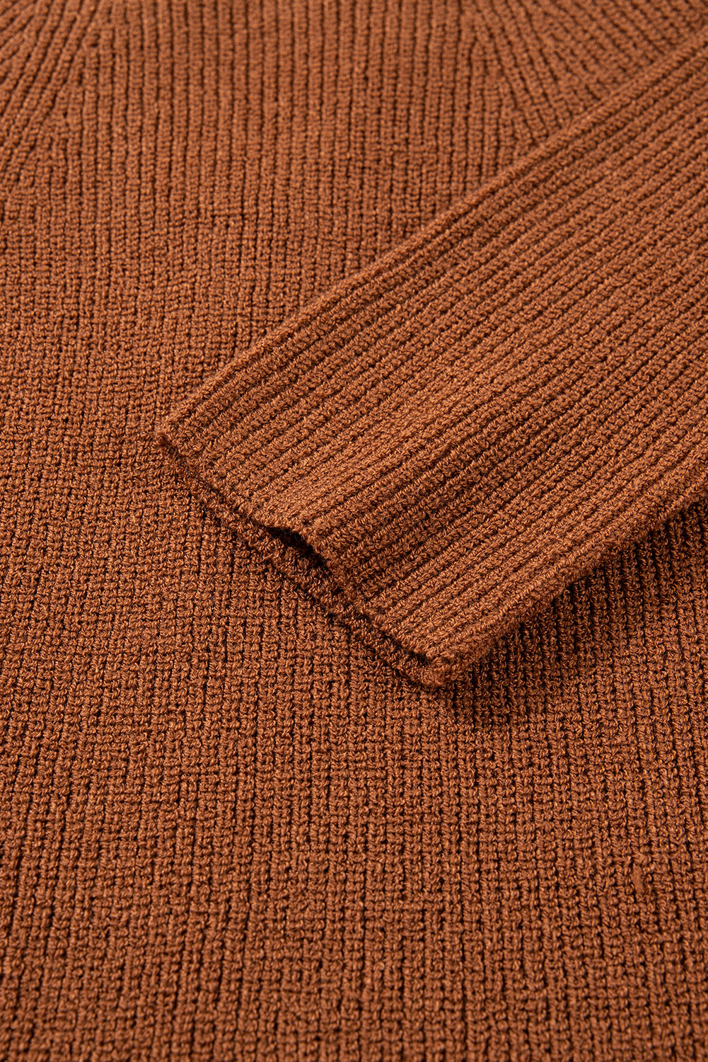 Chestnut Contrast Color V Neckline Knit Cardigan