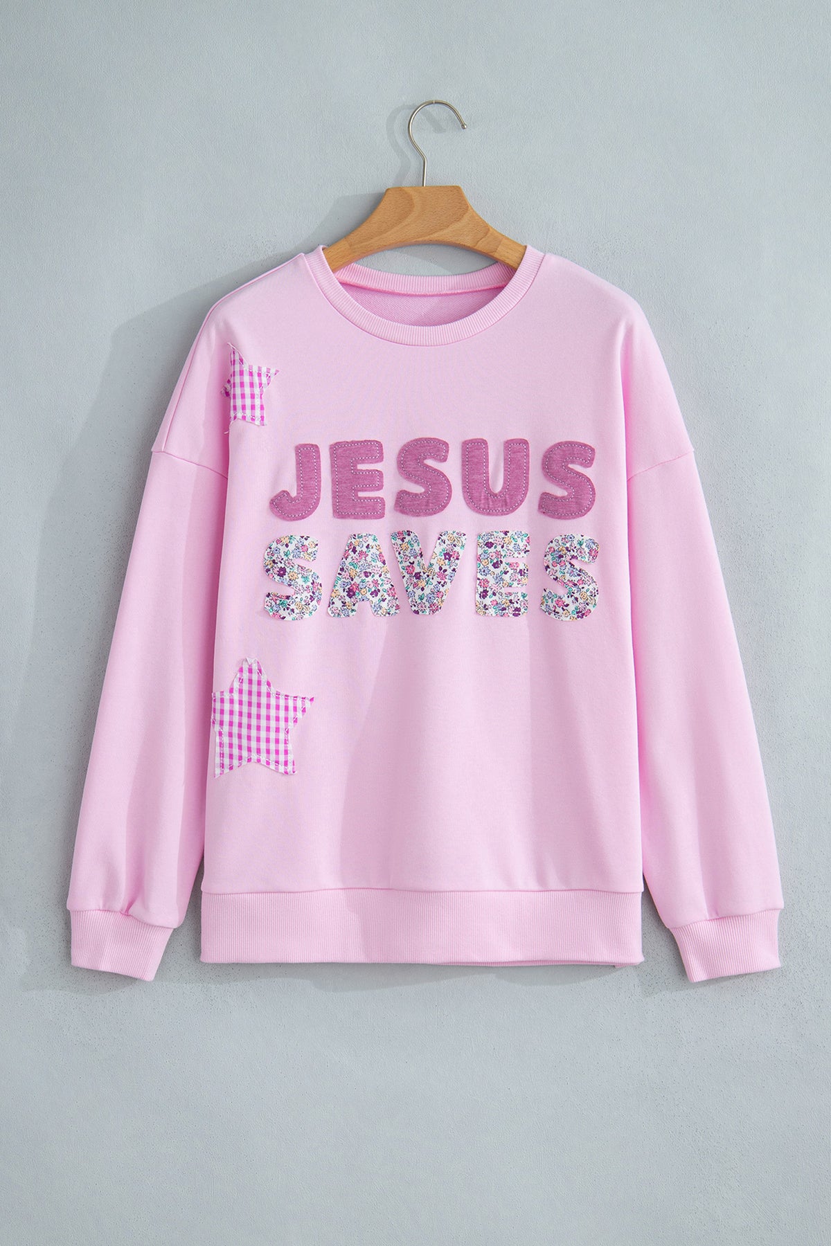 Plus Faith Patchwork Sweatshirt