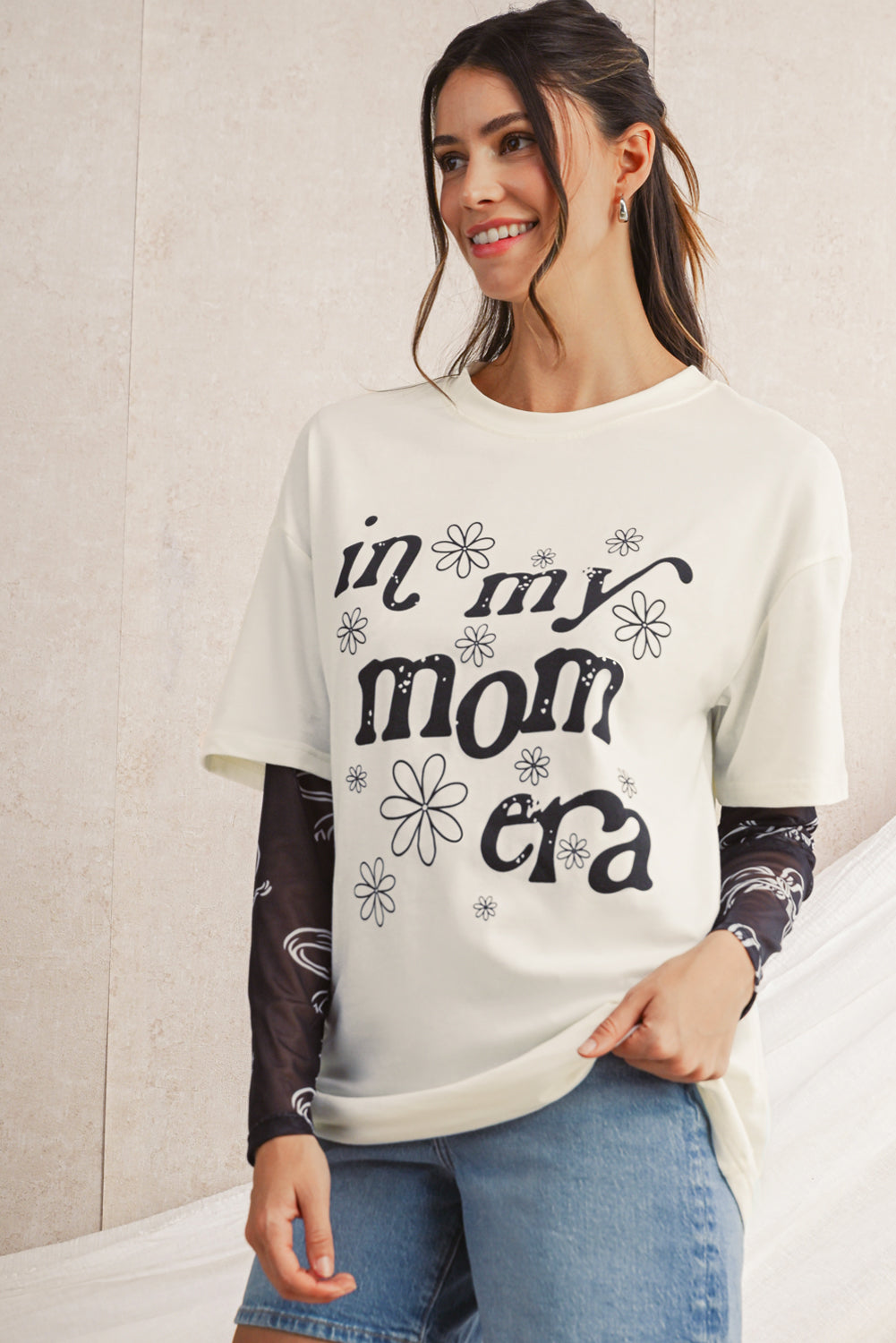 Jet Stream In My Mom Era Flower Graphic Loose Tee