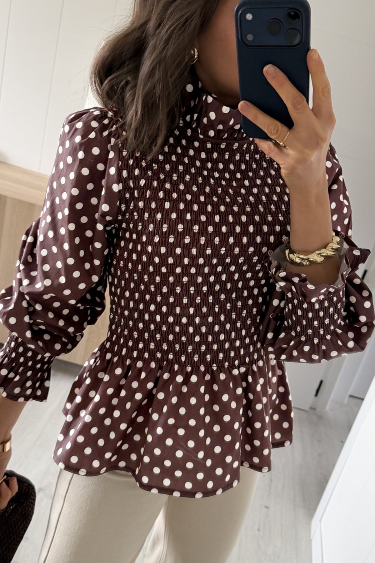 Mocha Dot Blouse