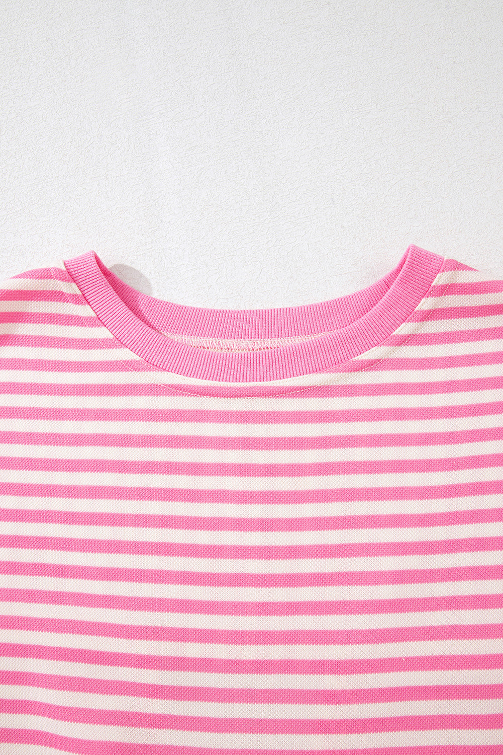 Pink Striped Bowknot Backless Drop Sleeve T-Shirt