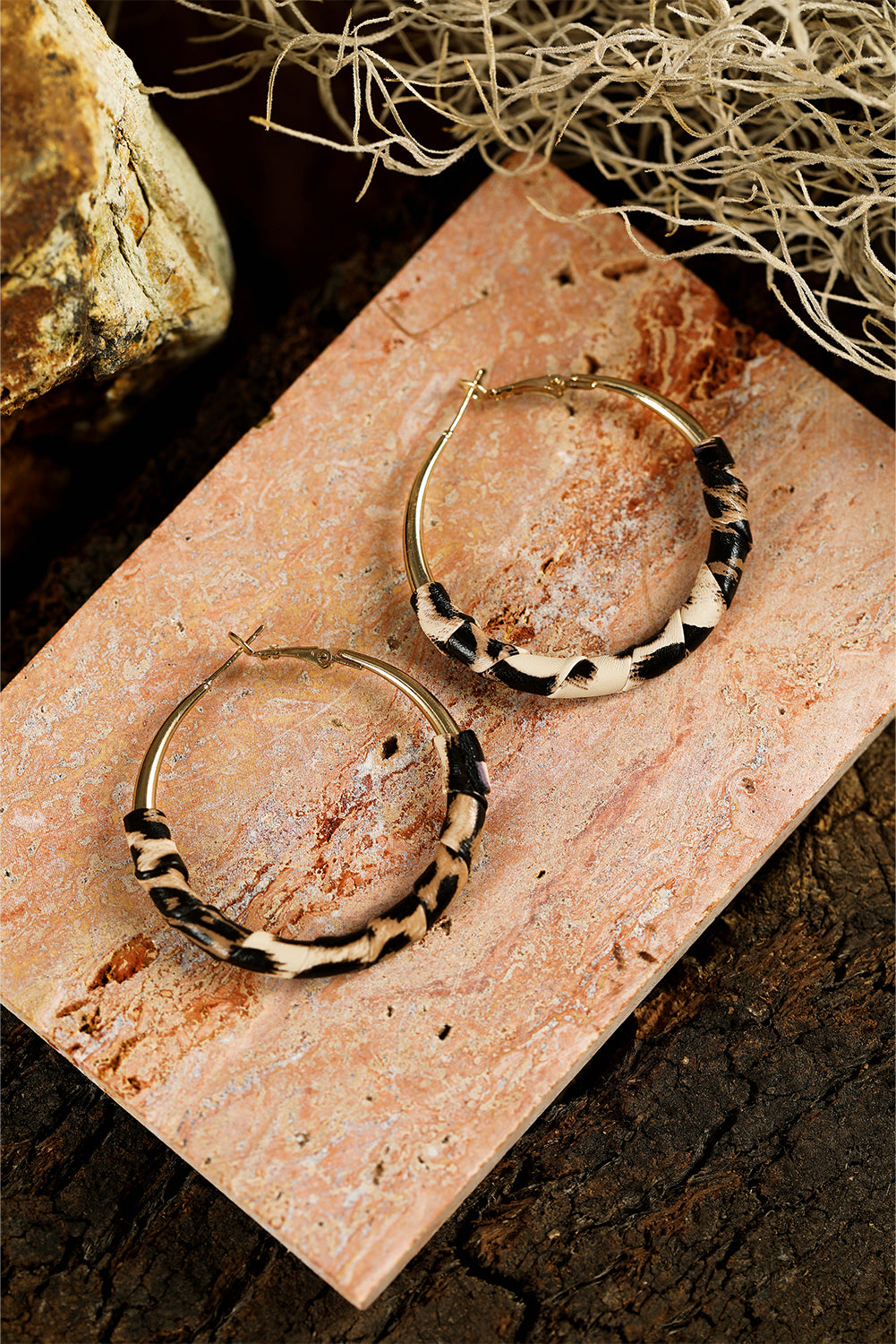 Gold Leopard Large Hoop Earrings