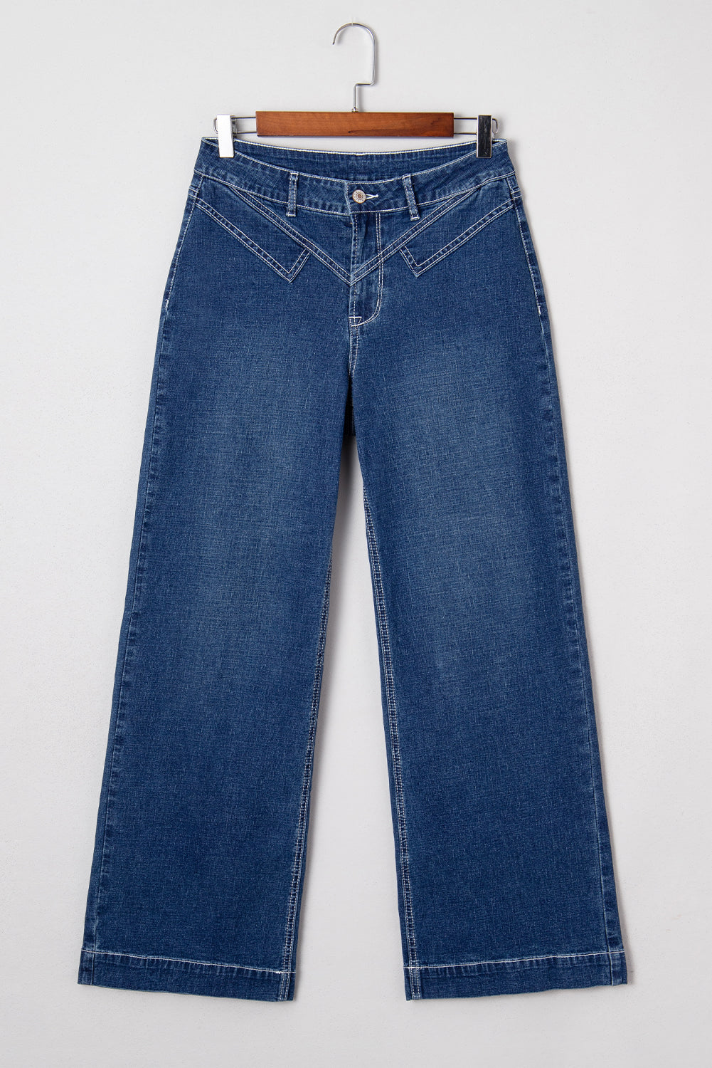 Sail Blue Stitched Waist Detail Cuffed Jeans