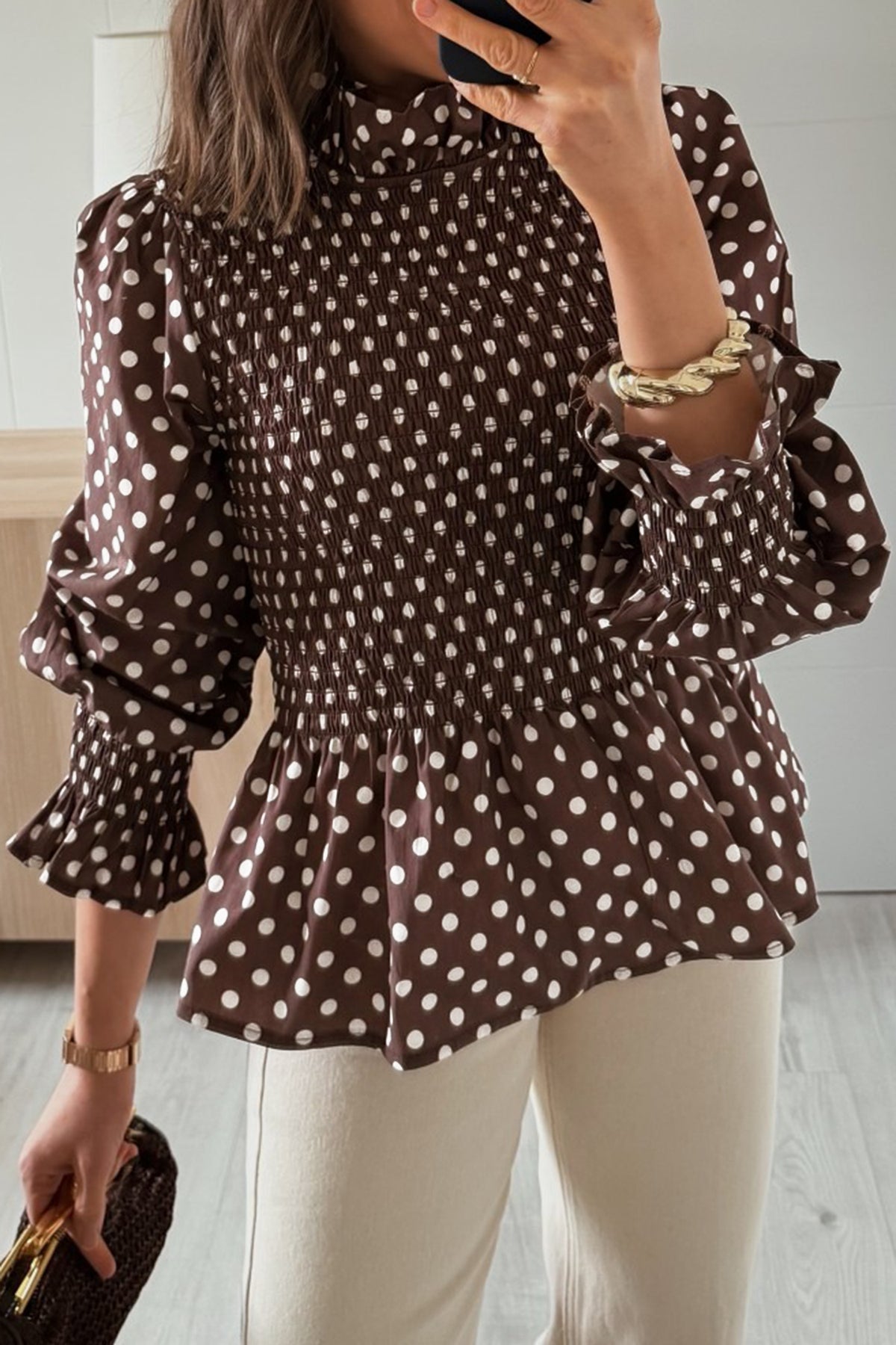 Mocha Dot Blouse