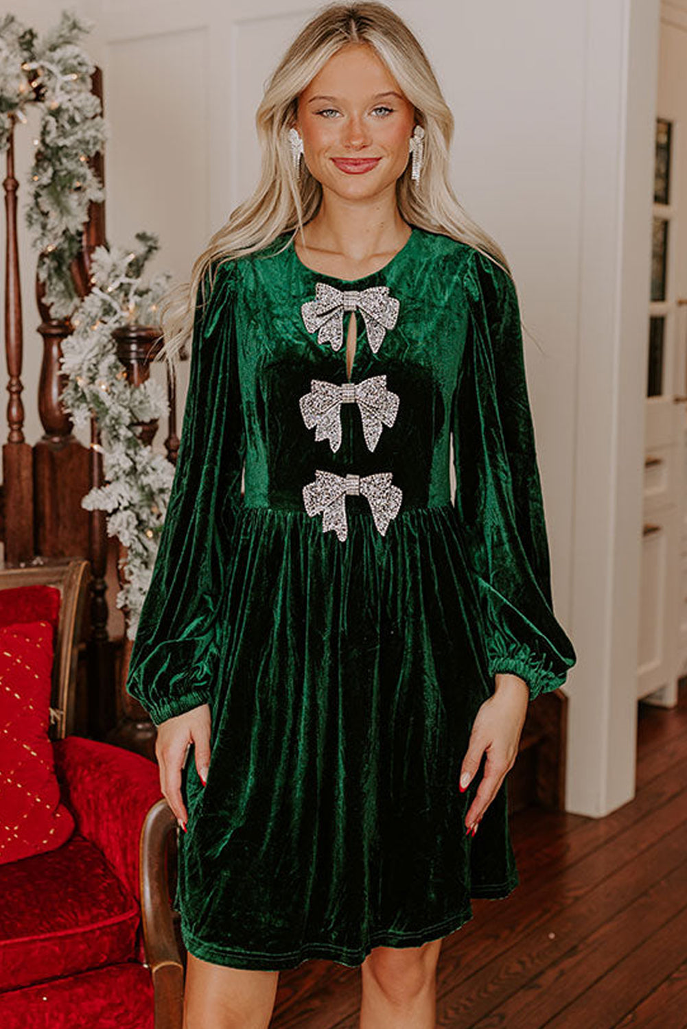 Velvet Bow Mini Dress