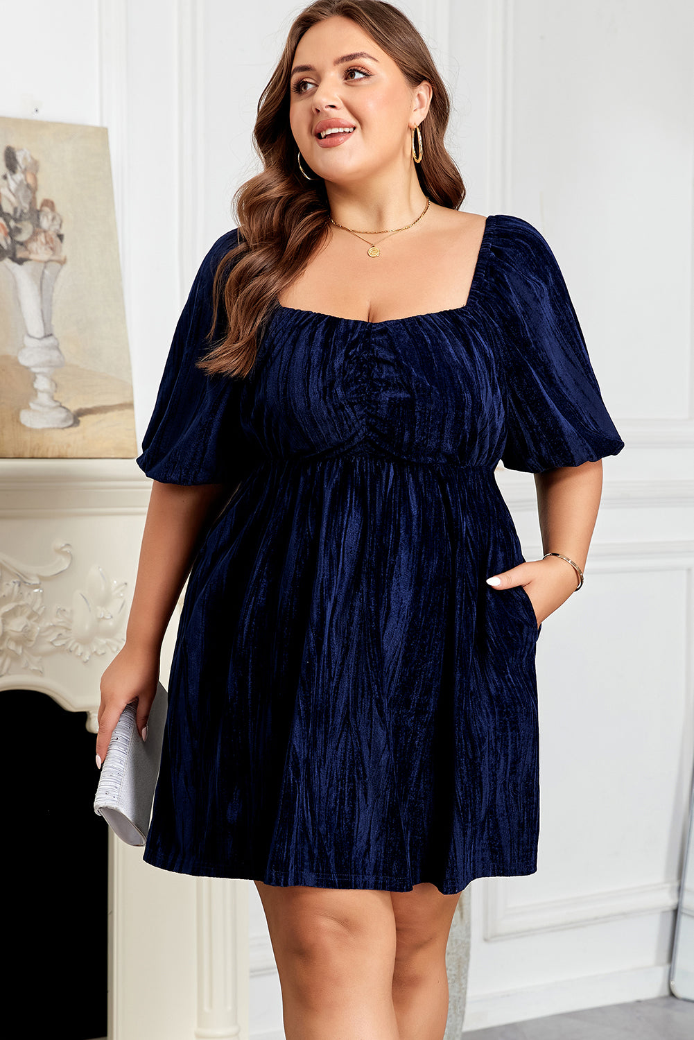 Velvet Ruched Dress