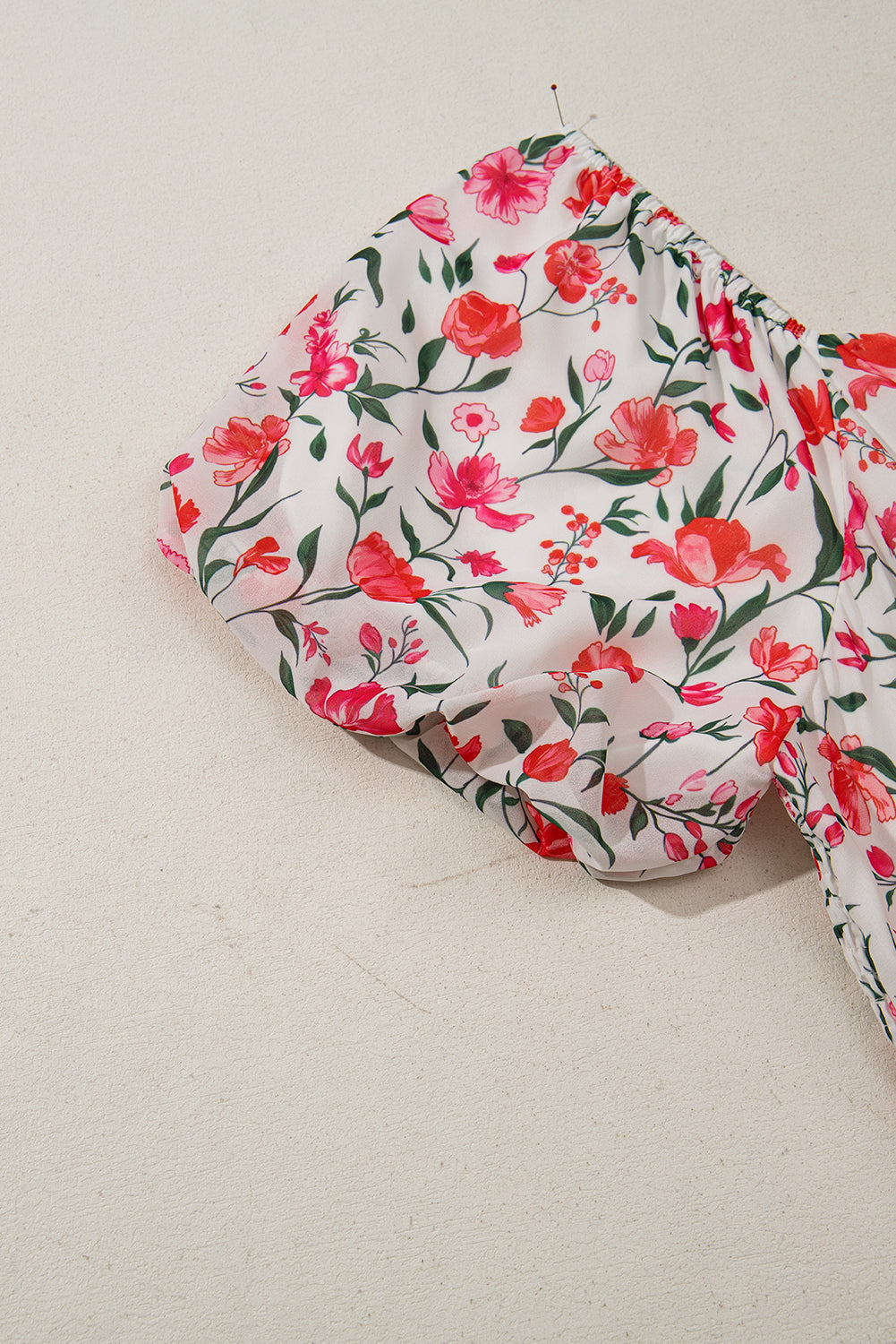 Pink Plus Size Floral Square Neck Puff Sleeve Ruffle Maxi Dress