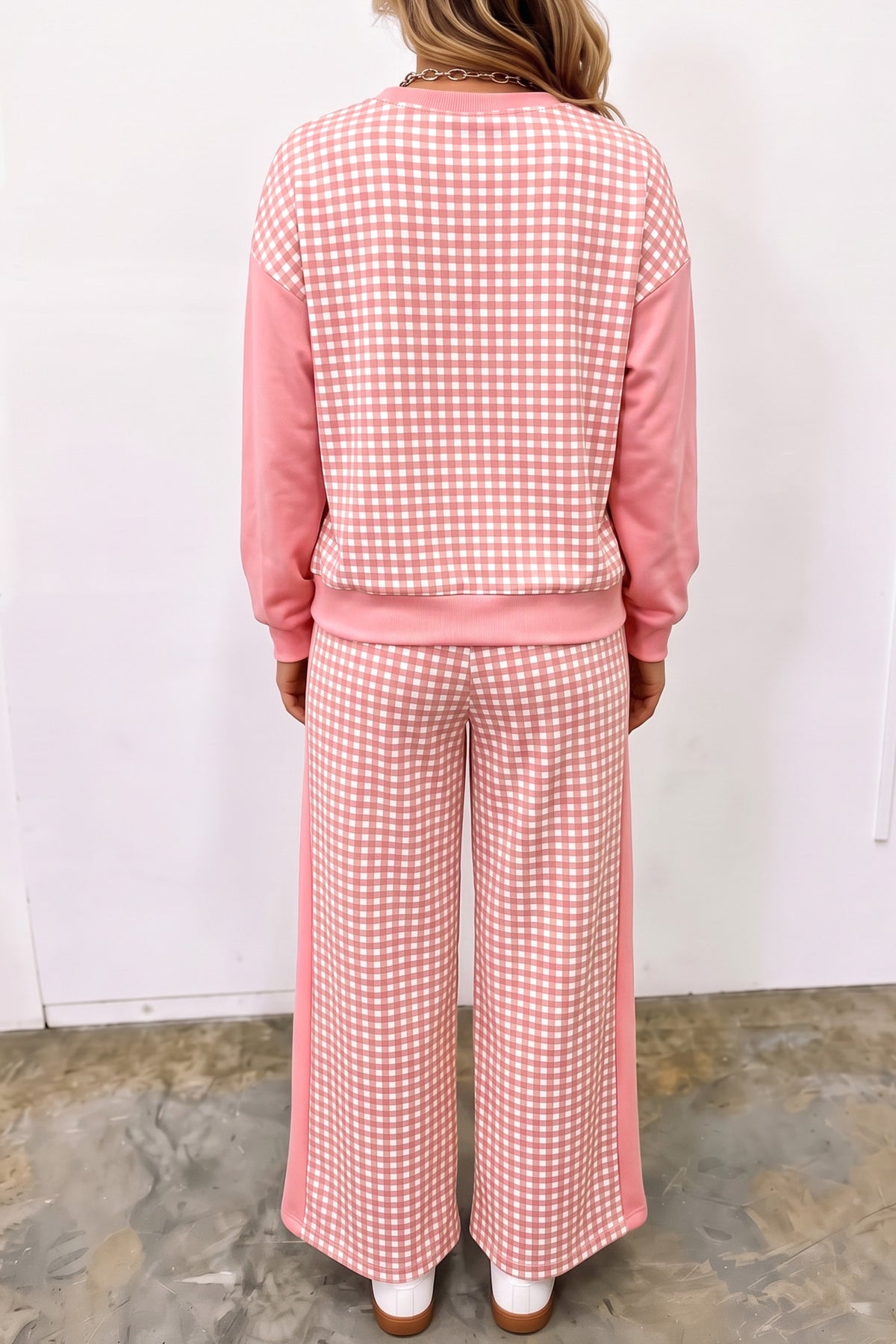 Pink Plaid Patchwork 2pc Set