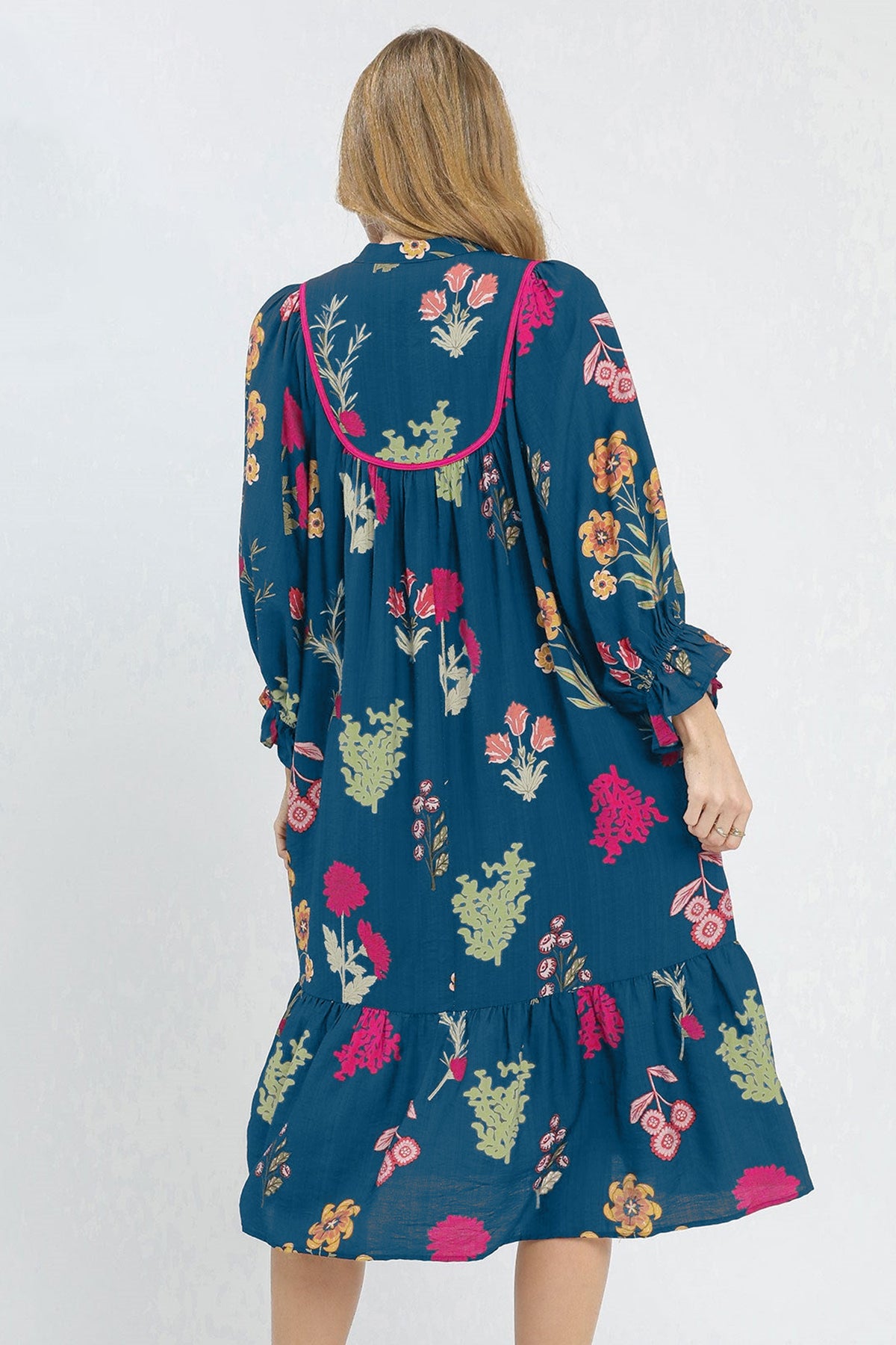 Blue Floral Midi Dress