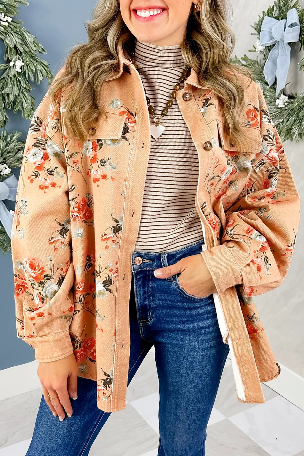 Floral Denim Shacket