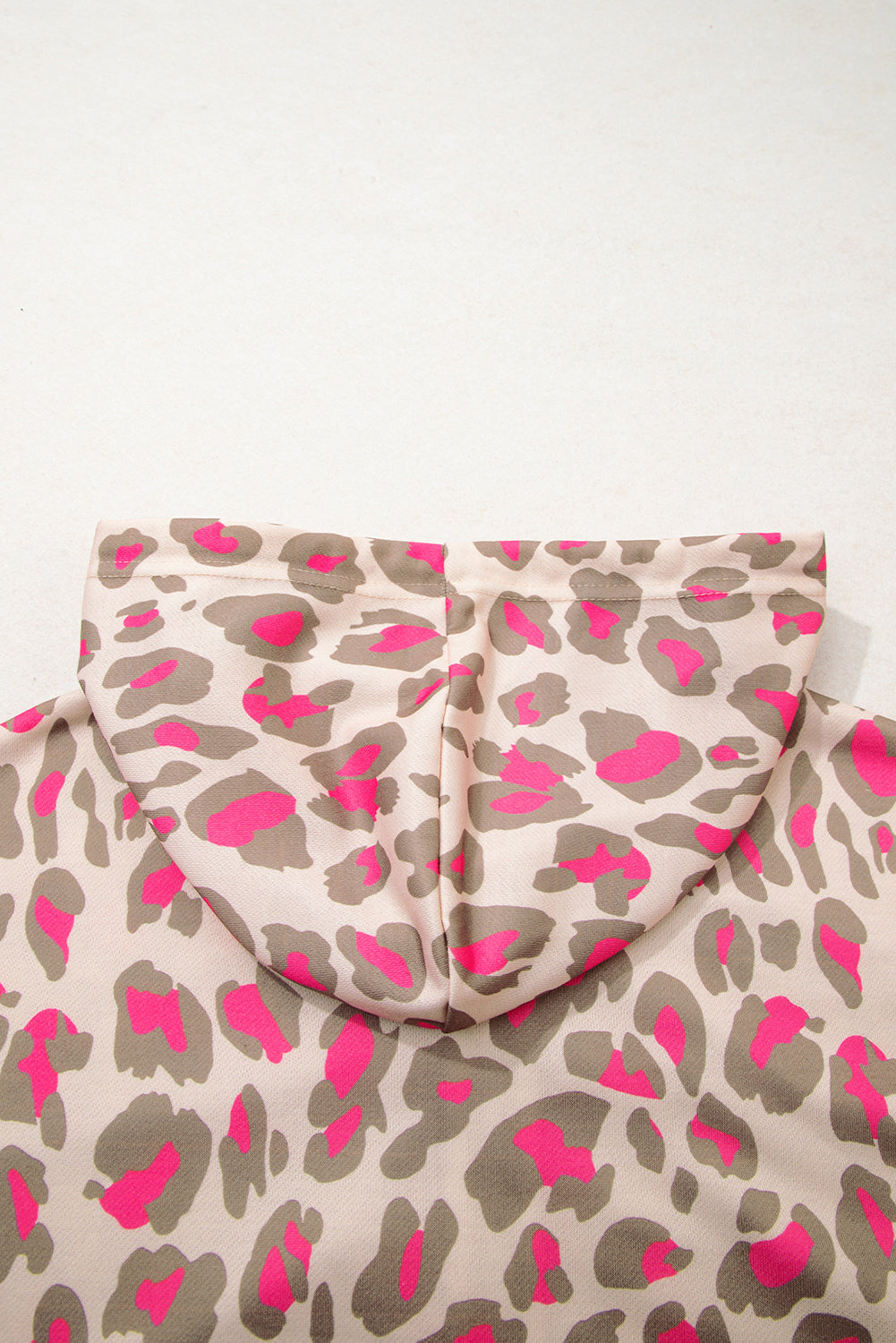 Rose Leopard Print Zip Up Hooded Sweatshirt