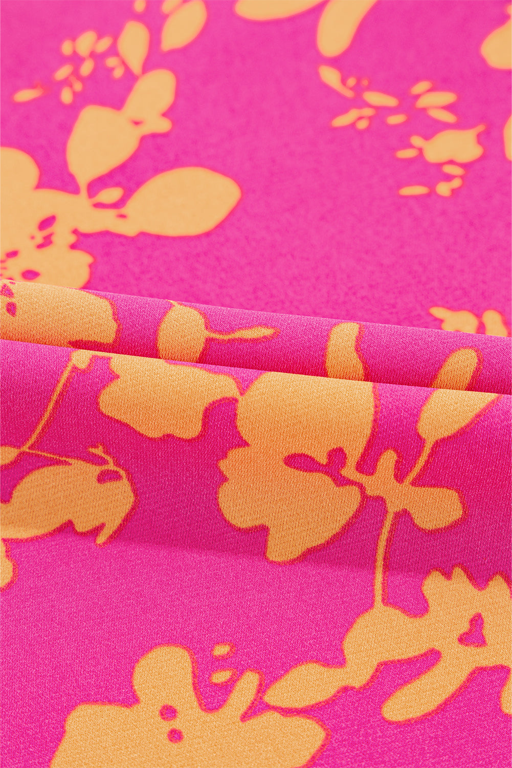 Pink Floral Print Drawstring Flowy Short Dress