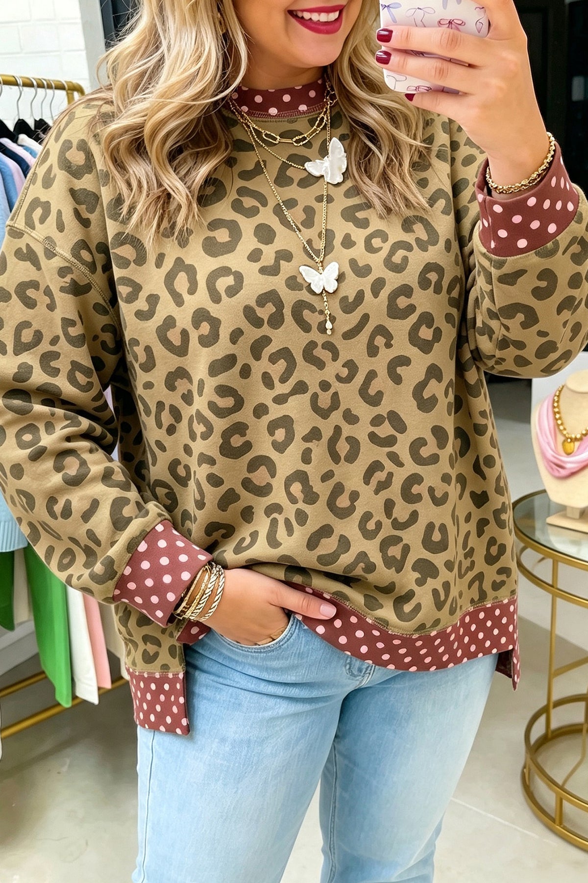 Plus Leopard Dot Top