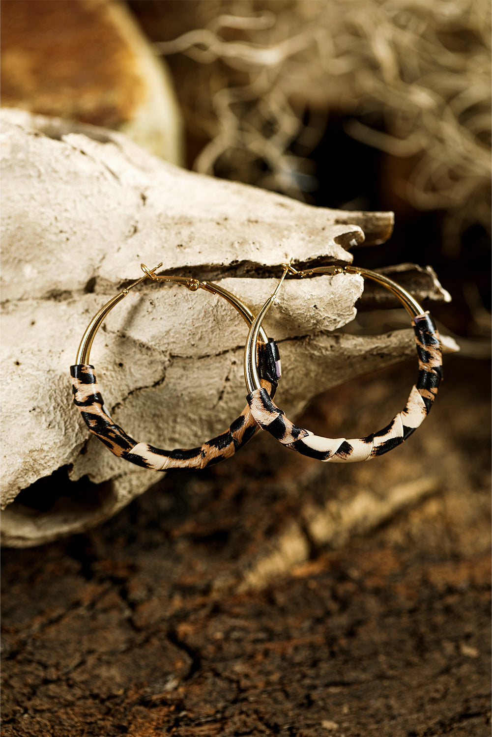 Gold Leopard Large Hoop Earrings