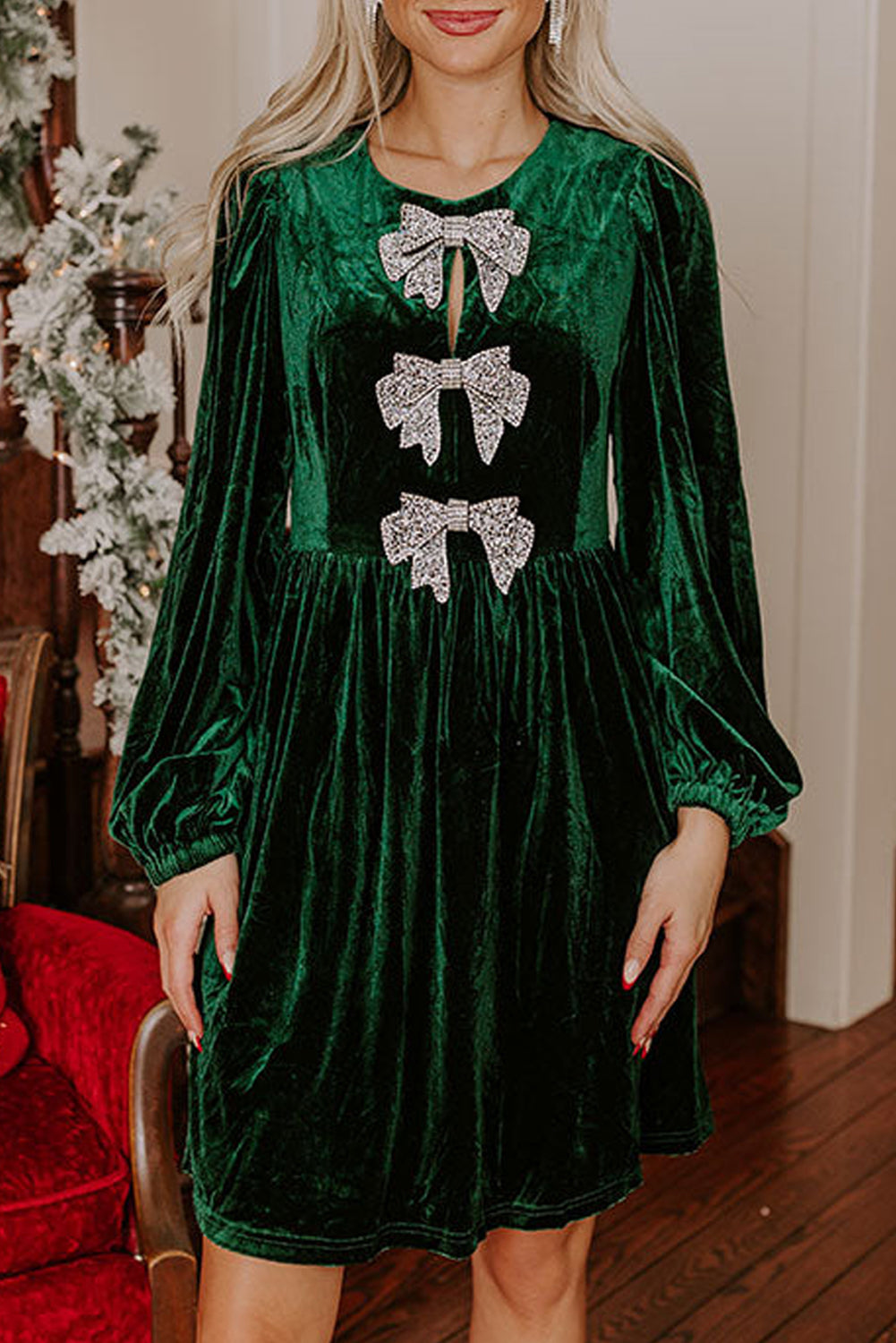 Velvet Bow Mini Dress