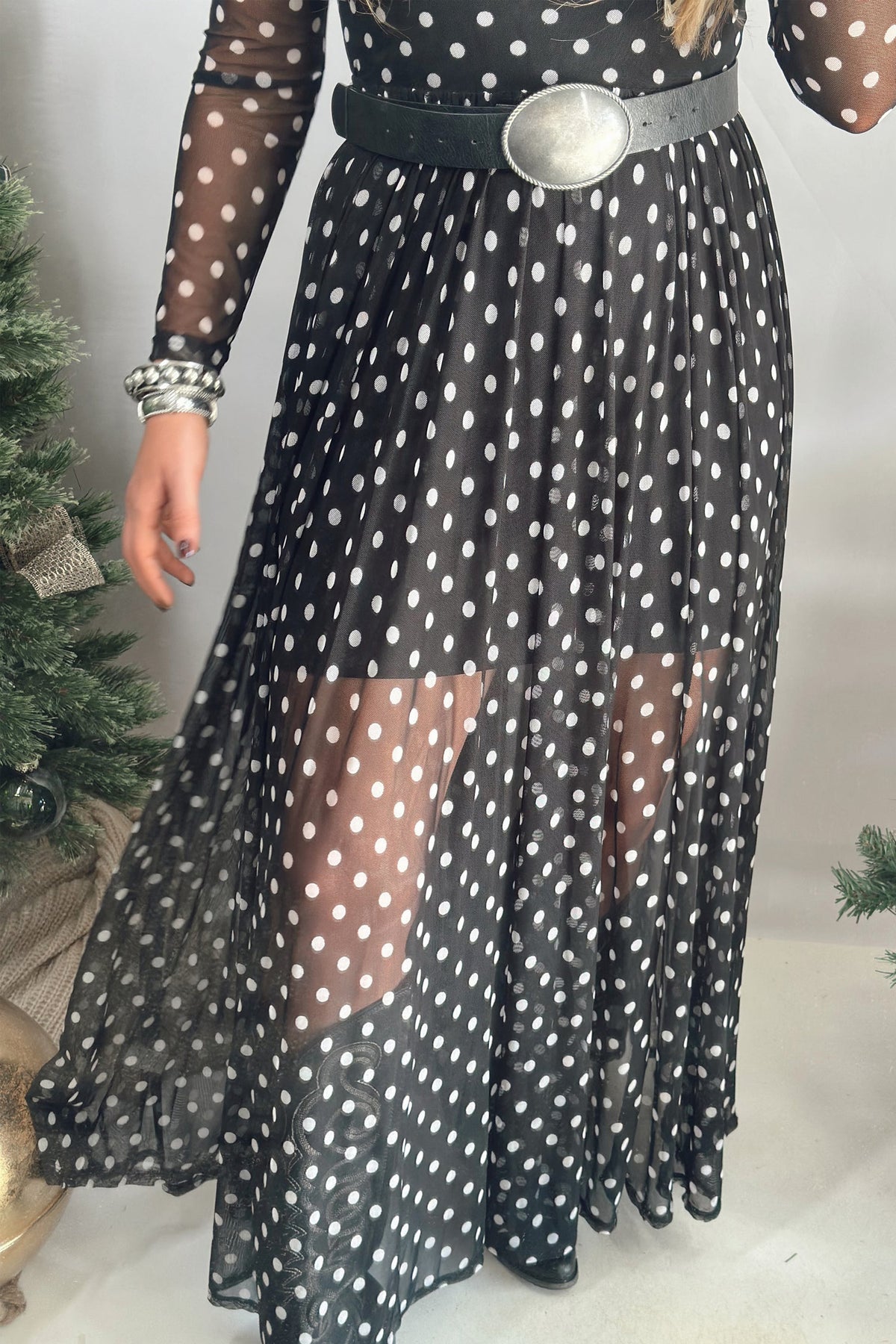 Midnight Dot Mesh 2pc Dress