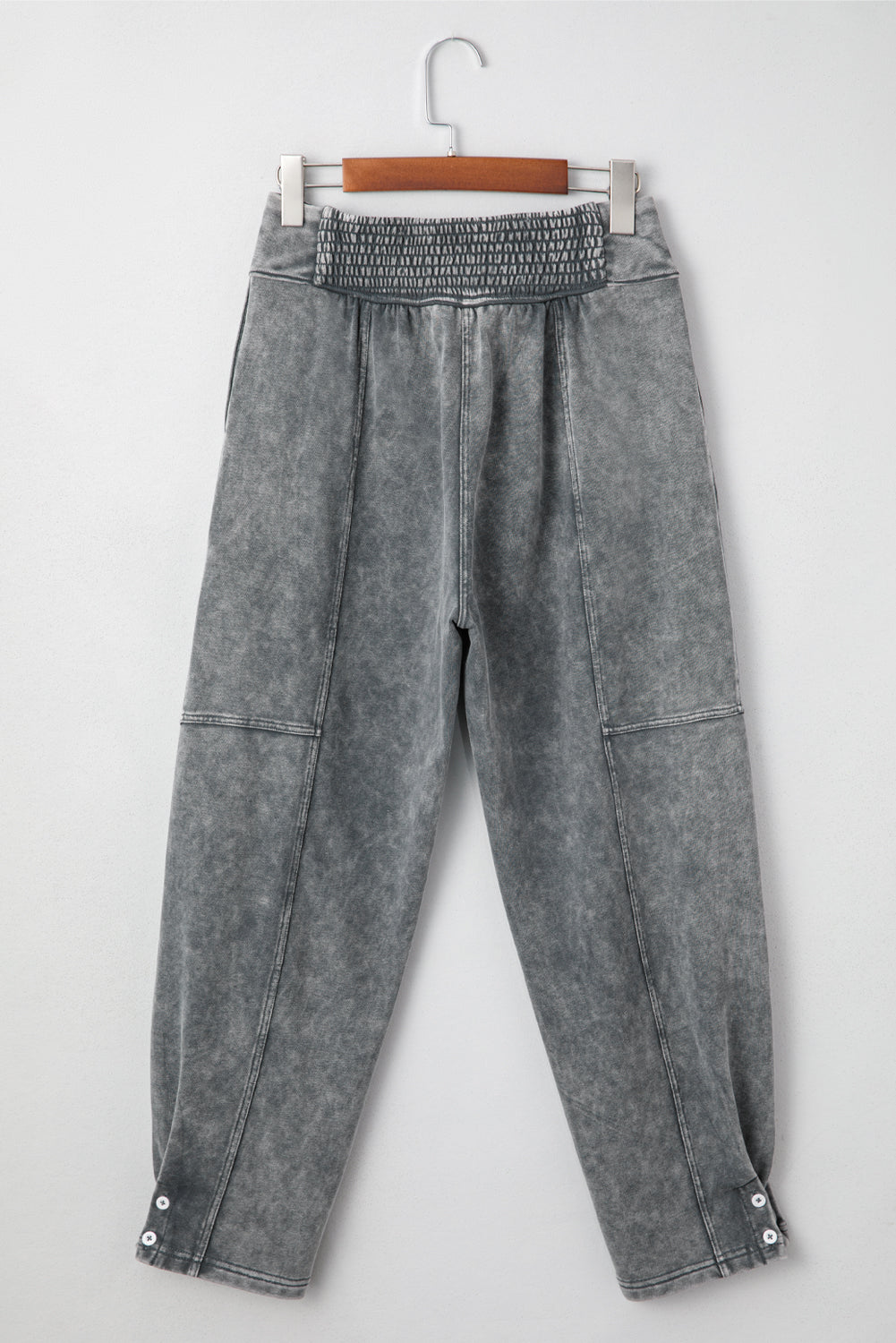 Medium Grey Mineral Wash Jogger Style High Waist Pants