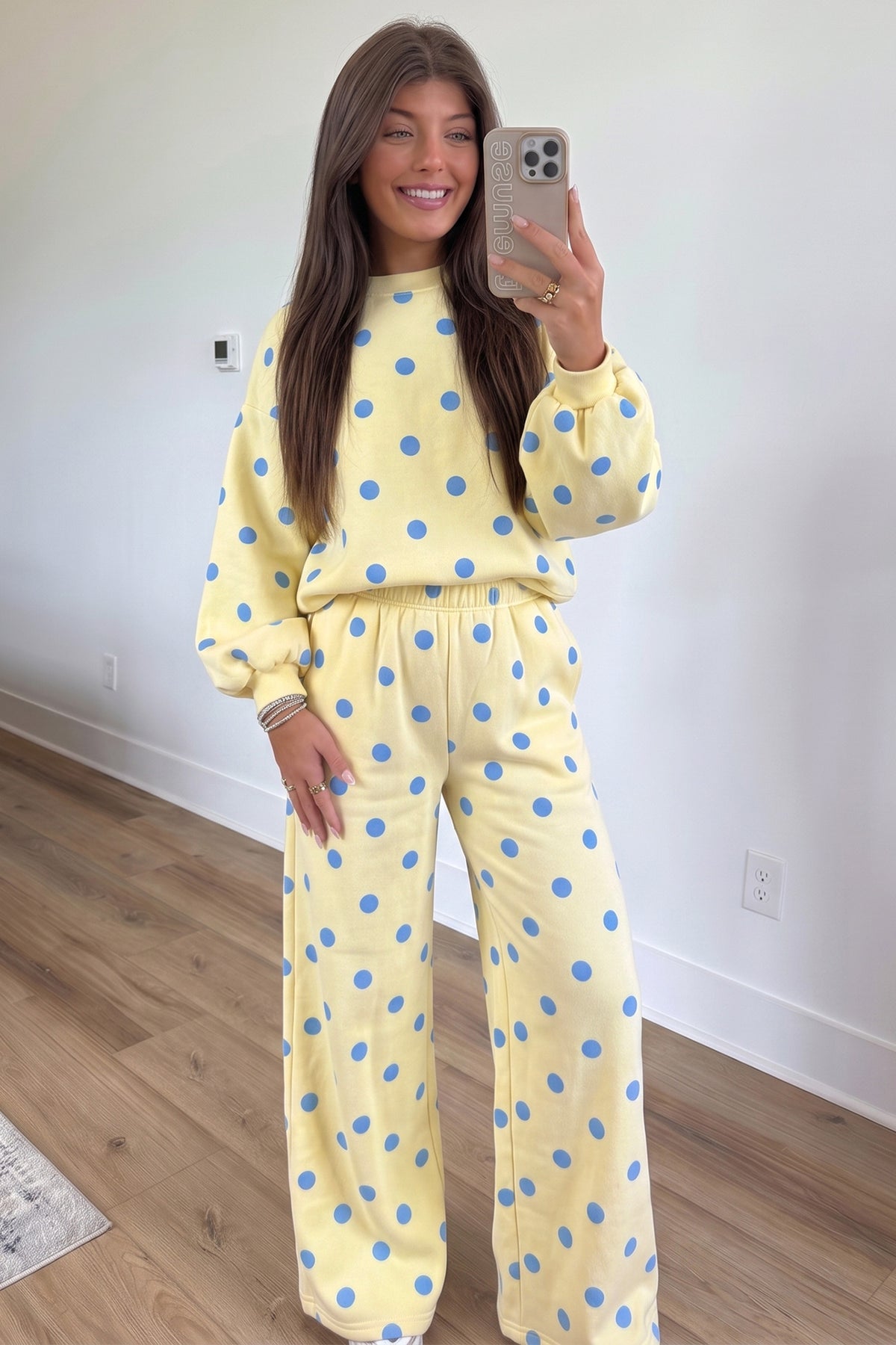 Pink Polka Dot Puff Sleeve 2pc Set