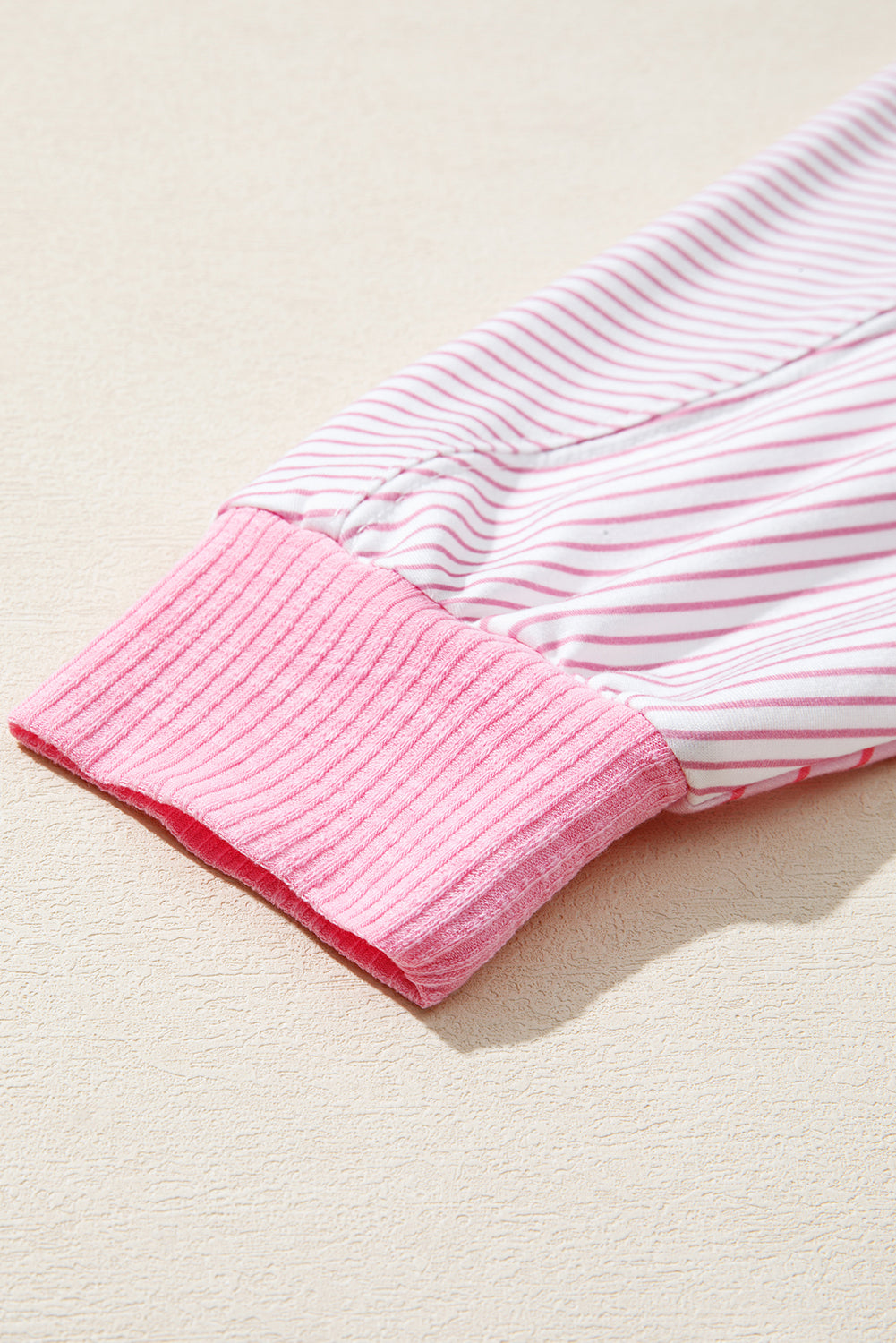 Sachet Pink Striped Patchwork Long Sleeve Top