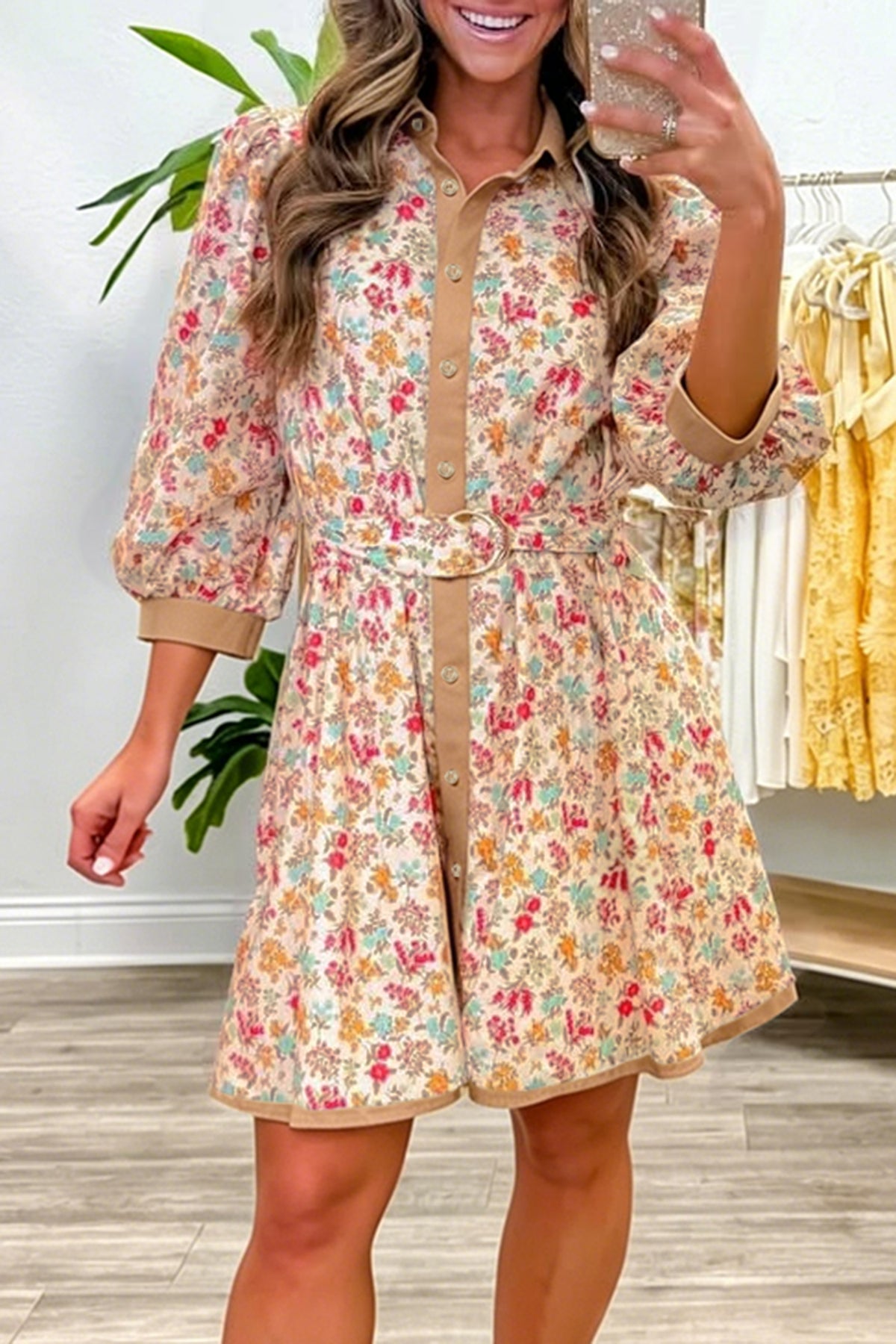 Sunset Bloom Belted Dress