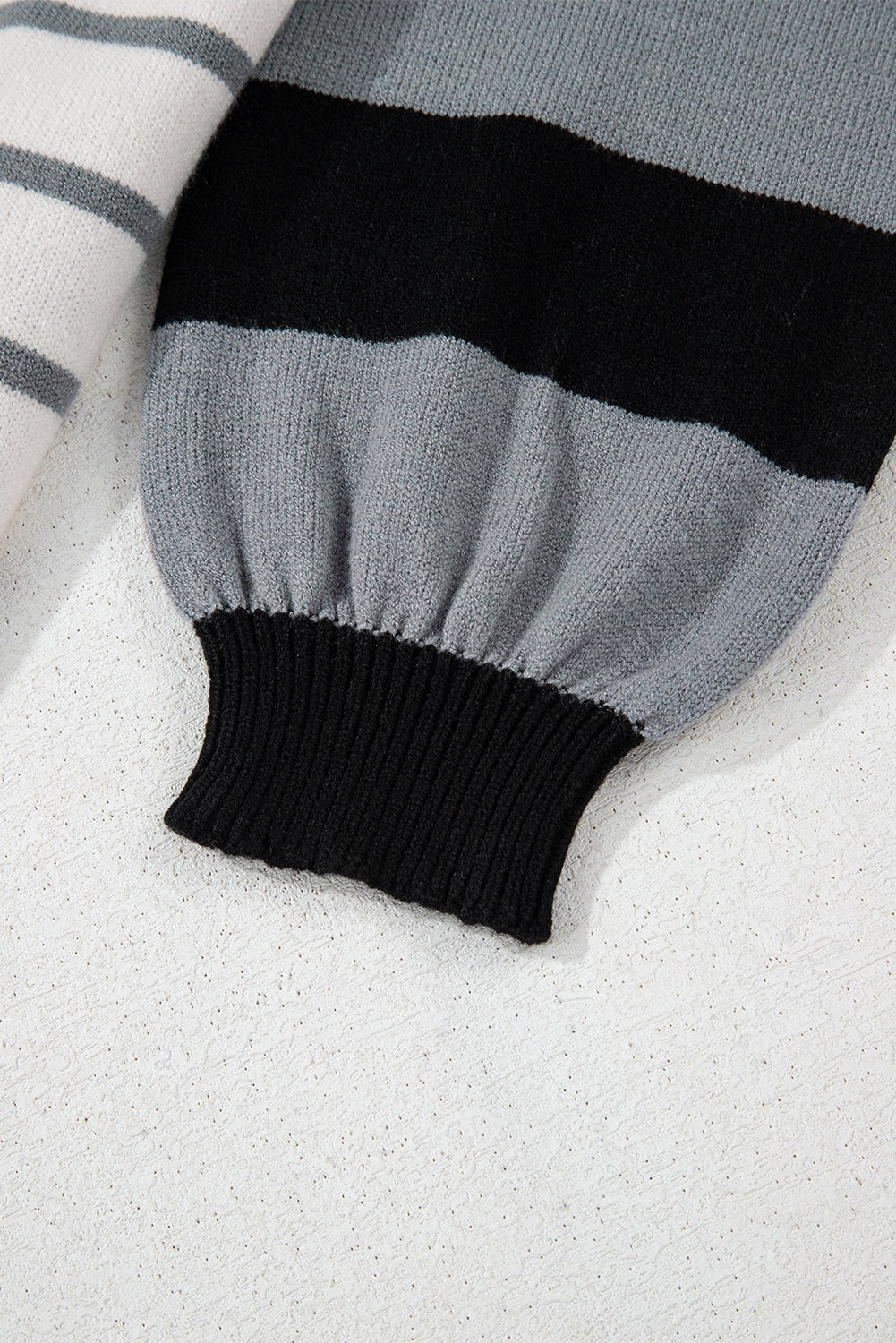 Gray Striped Colorblock Pullover Sweater