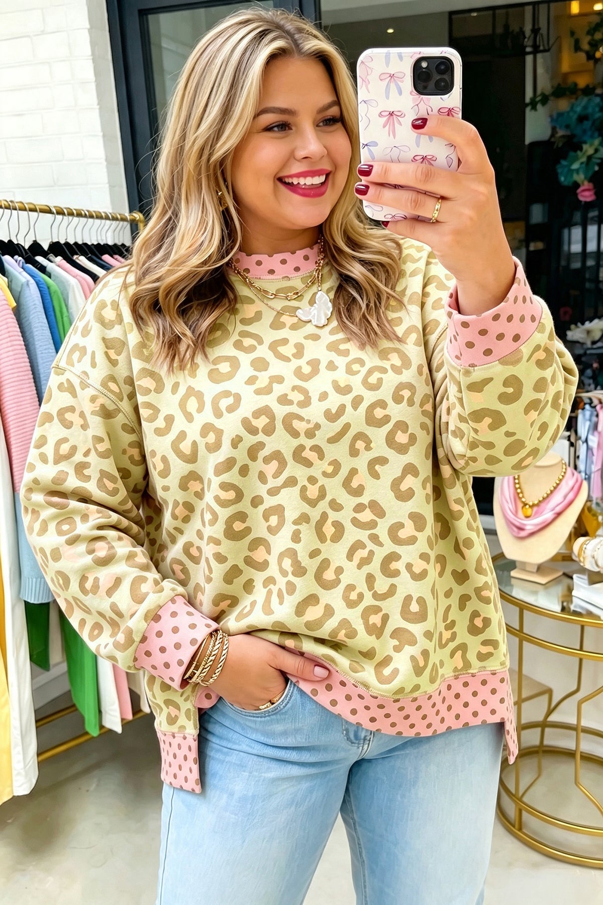 Plus Leopard Dot Top