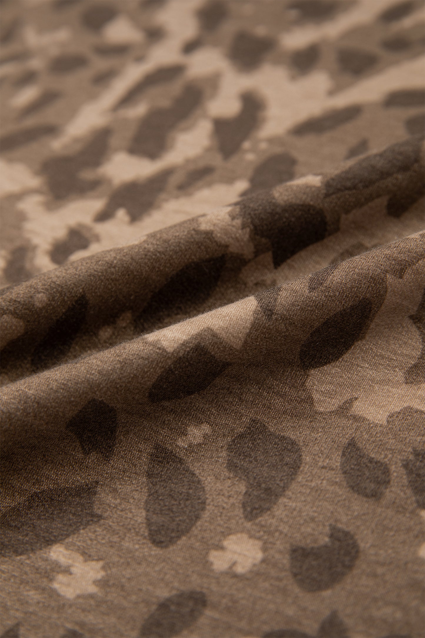 Brown Loose Contrast Striped Accent Leopard T Shirt Mini Dress with Pockets