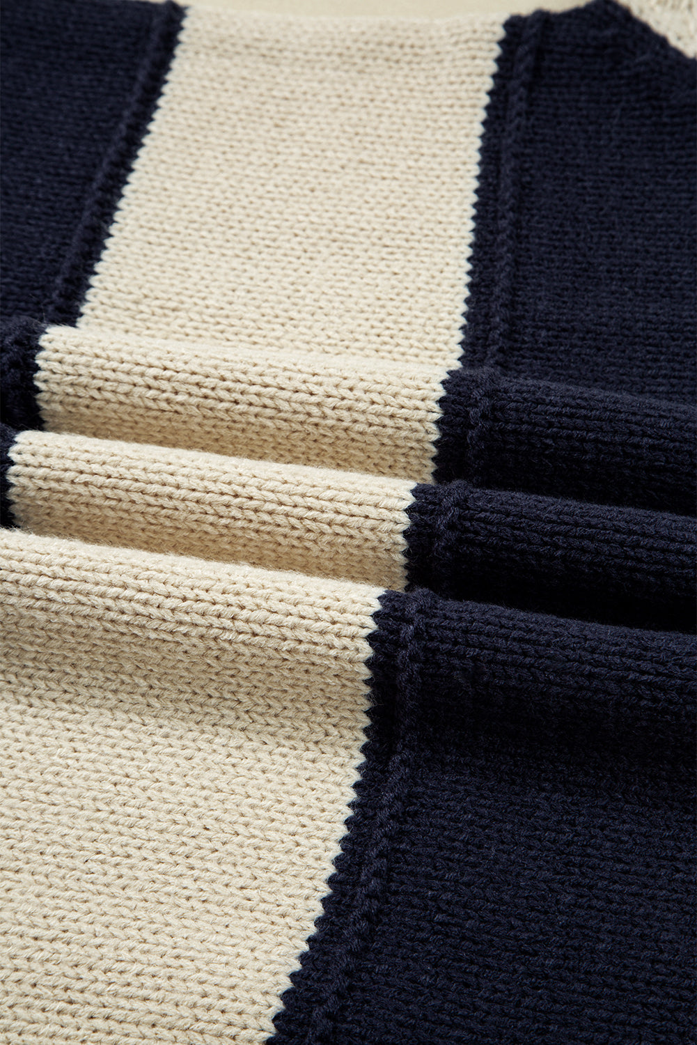 Blue Striped Plus Size Drop Shoulder Sweater