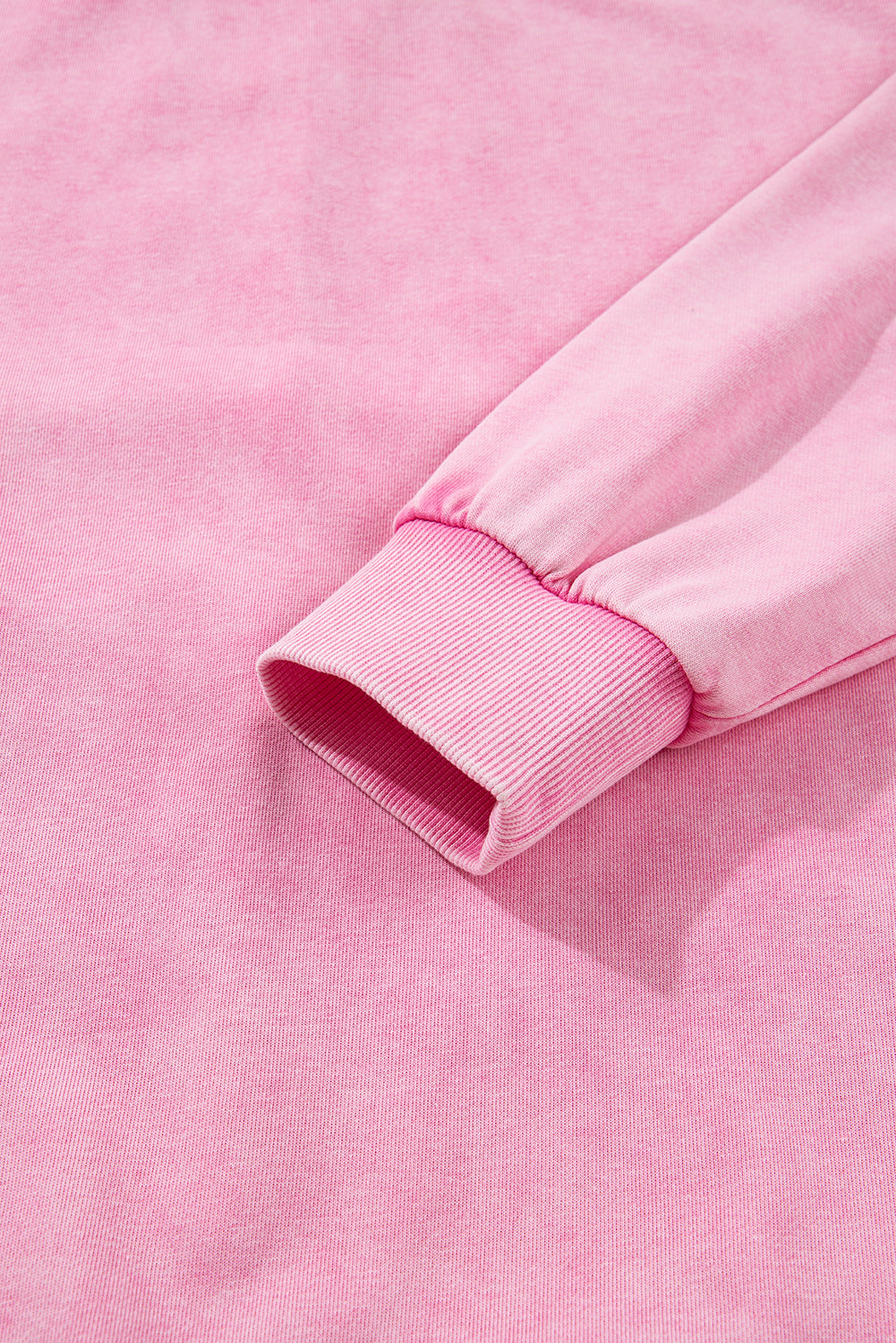 Bright Pink Mineral Wash Crossed Crew Neck Drop Shoulder Loose Sweatshirt