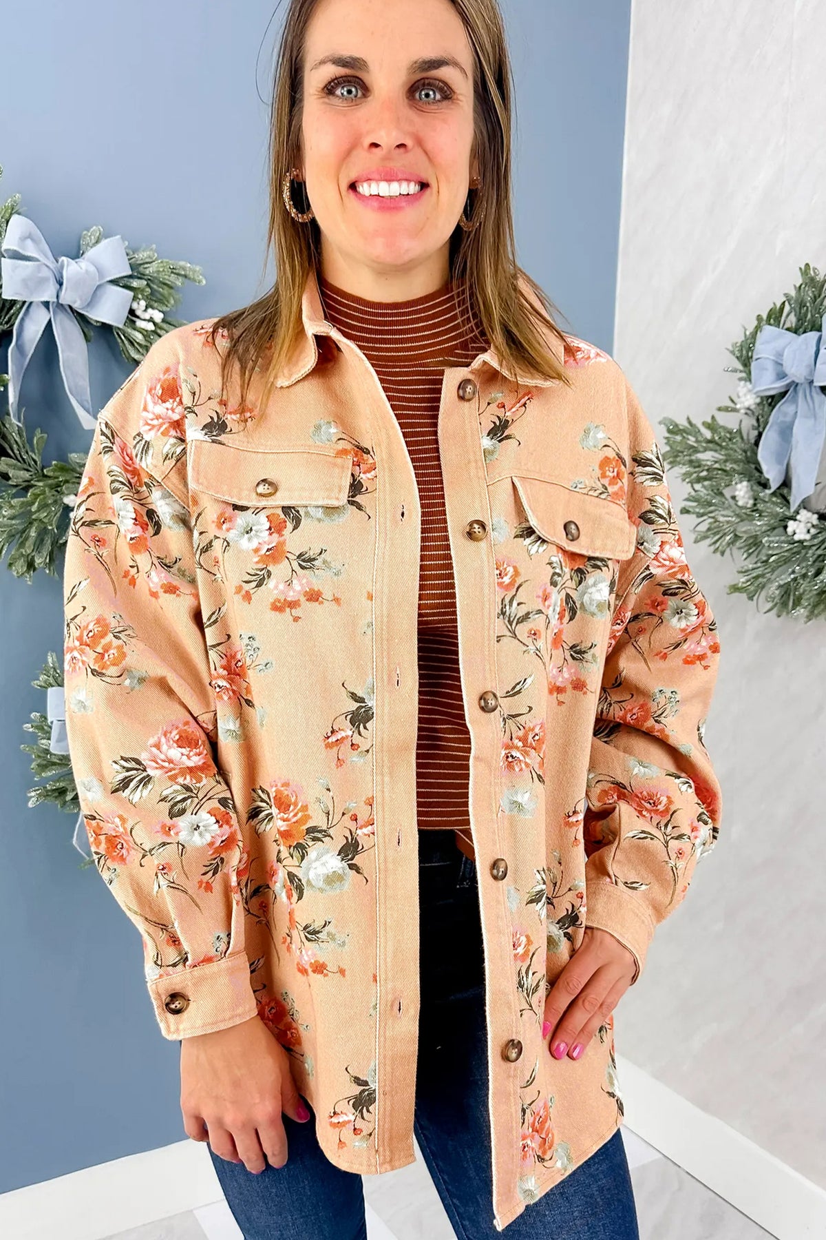 Floral Denim Shacket