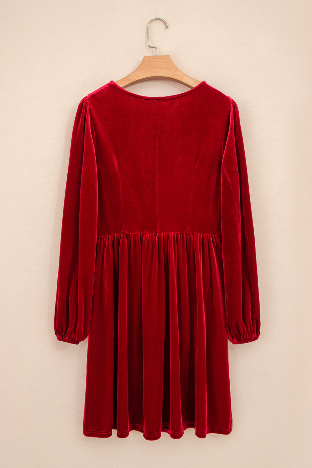 Fiery Red Bowknot Decor High Waist Velvet Mini Dress