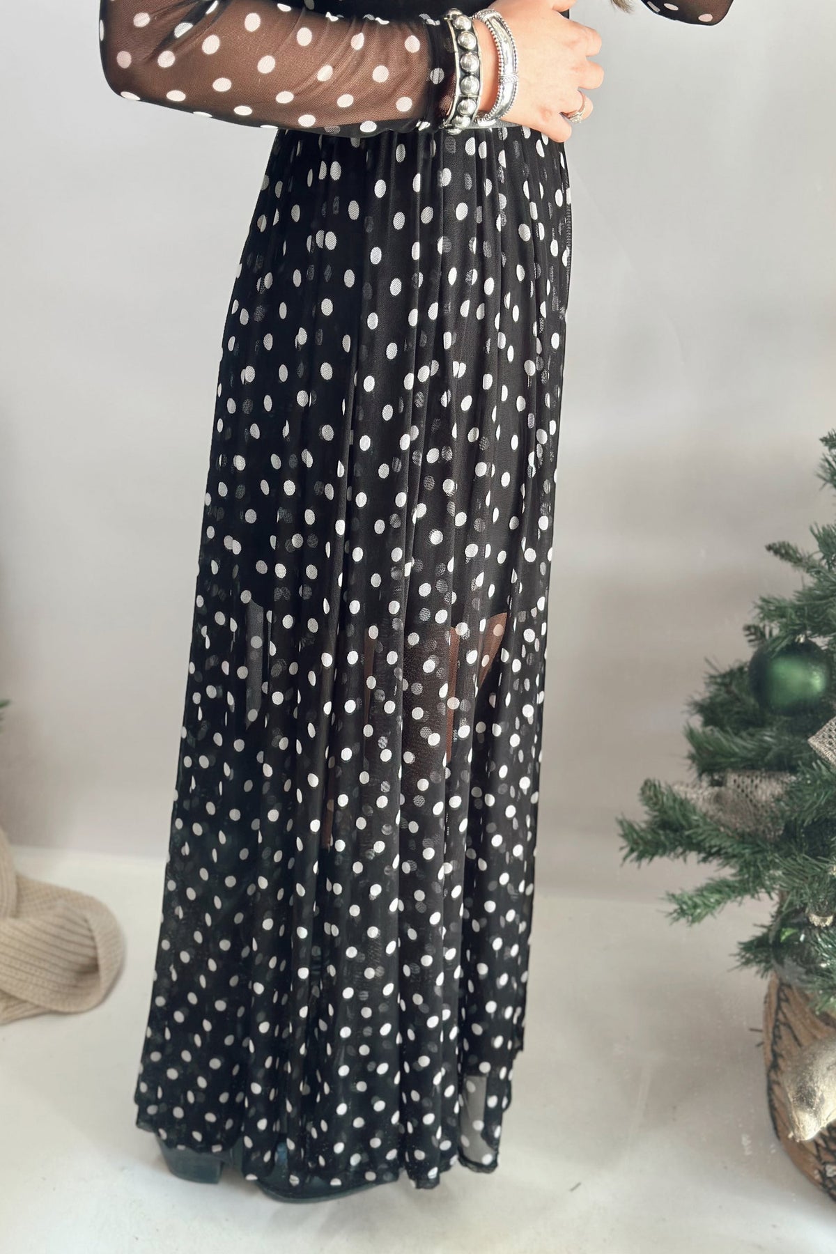 Midnight Dot Mesh 2pc Dress