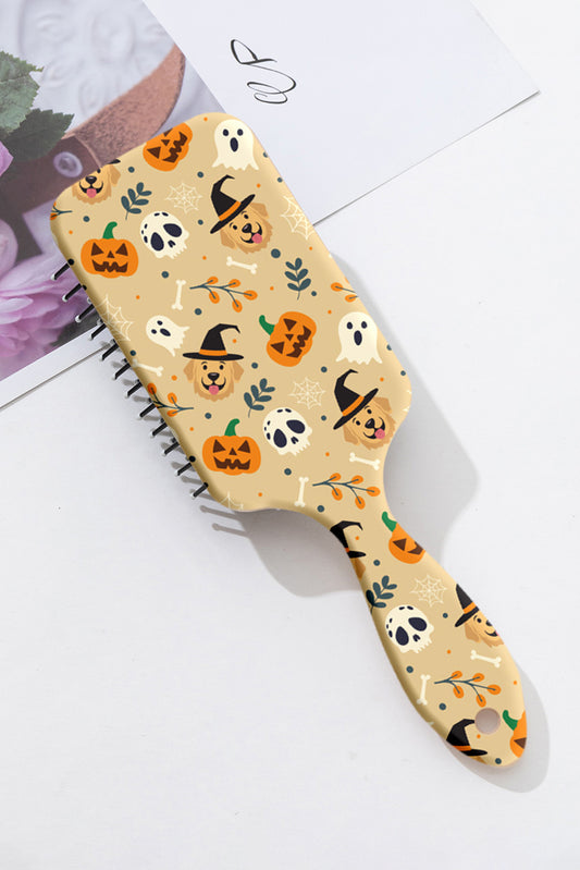 Beige Dog Witch Halloween Print Large Paddle Air Cushion Comb