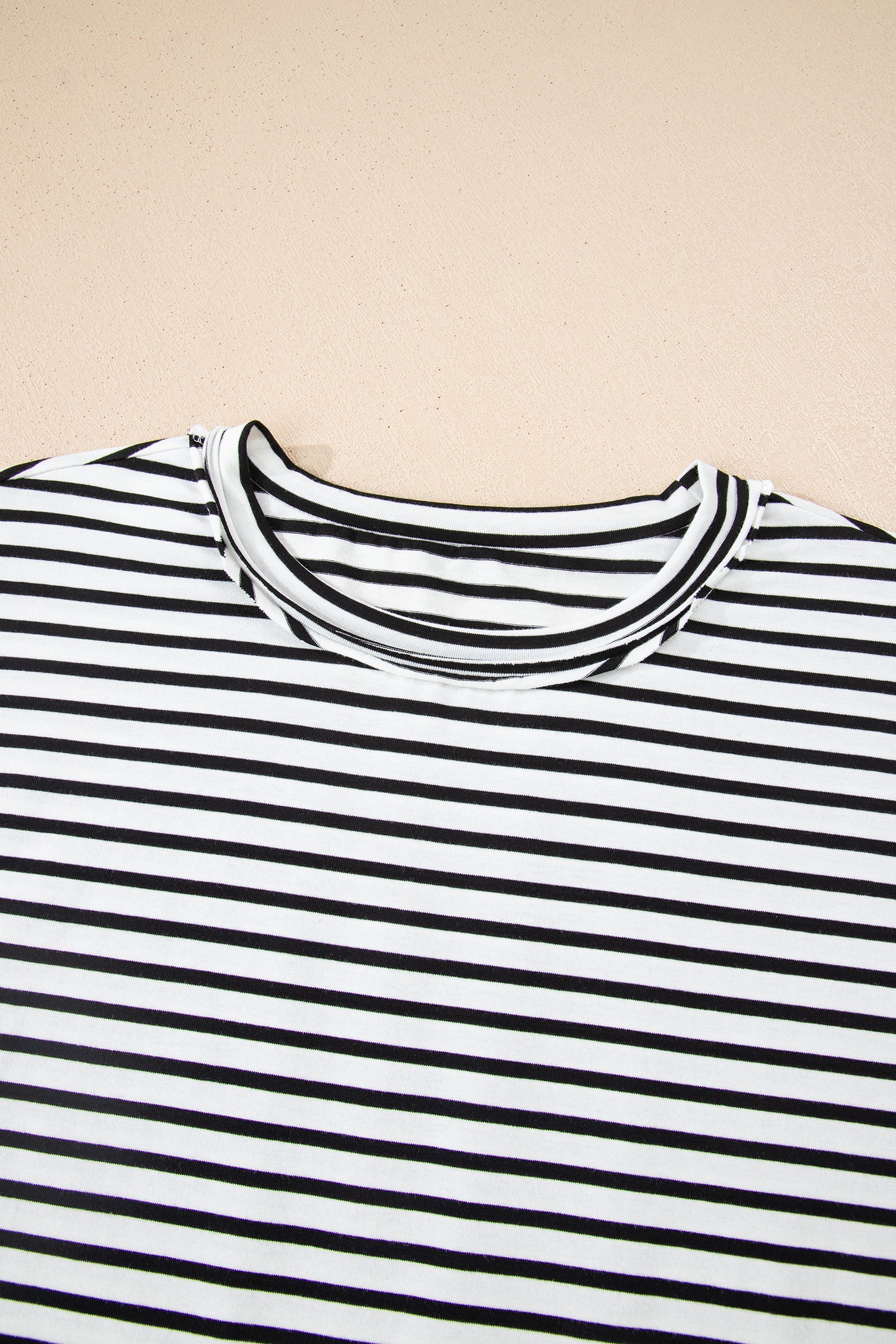 Green Stripe Floral Puff Sleeve Patchwork Round Neck Loose Top