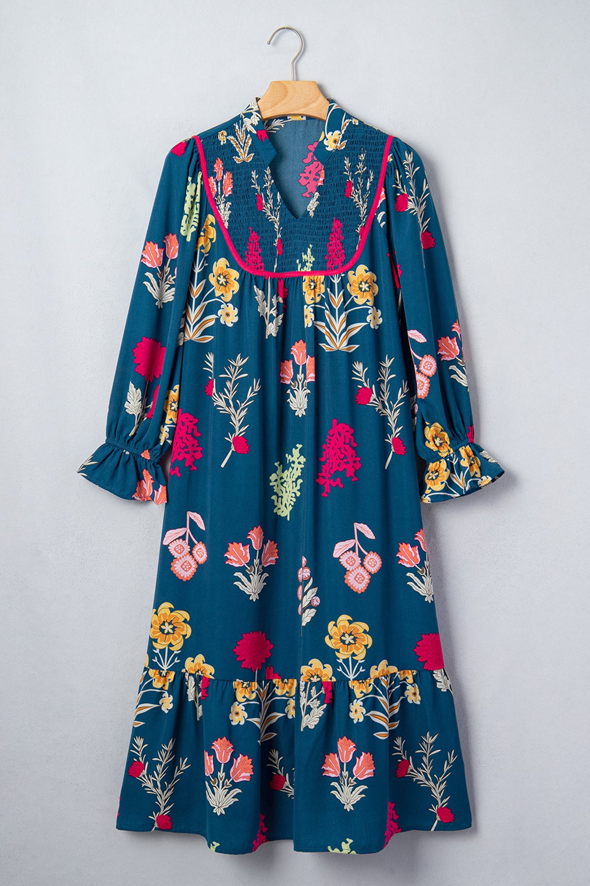 Blue Floral Midi Dress