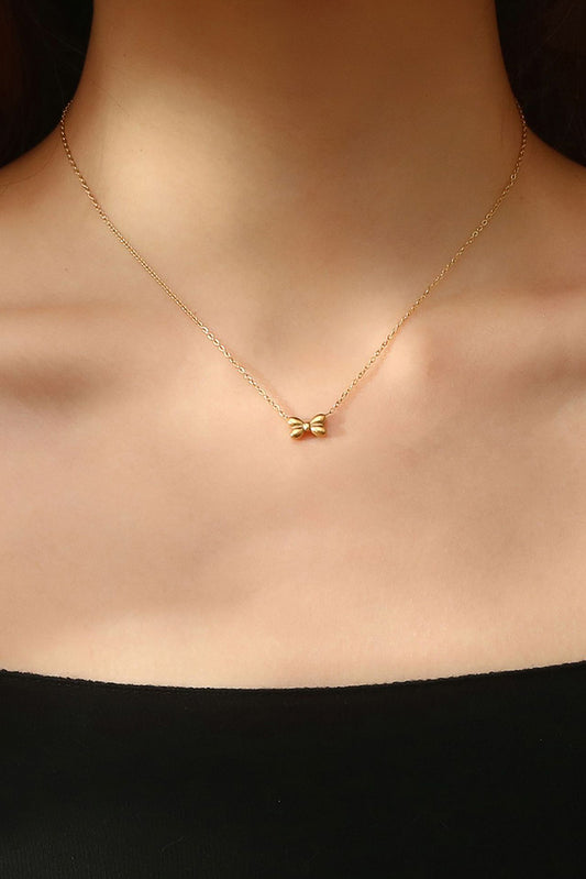 Gold Plated Dainty Bow Minimalist Necklace