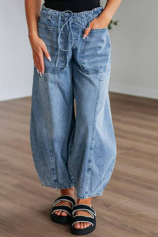 Myosotis Large Patch Pocket Drawstring Paperbag Waist Barrel Jeans