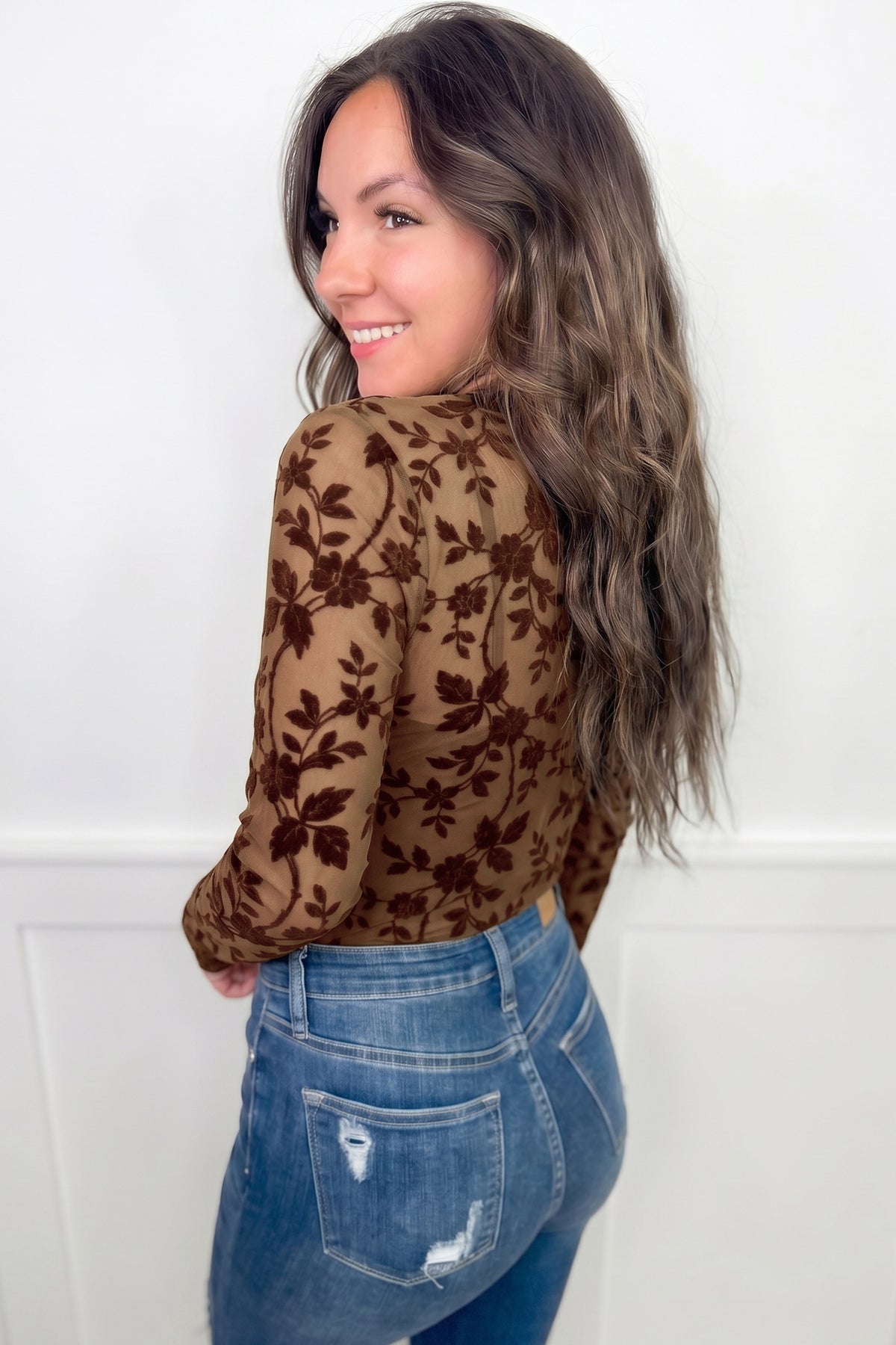 Apricot Bloom Mesh Top