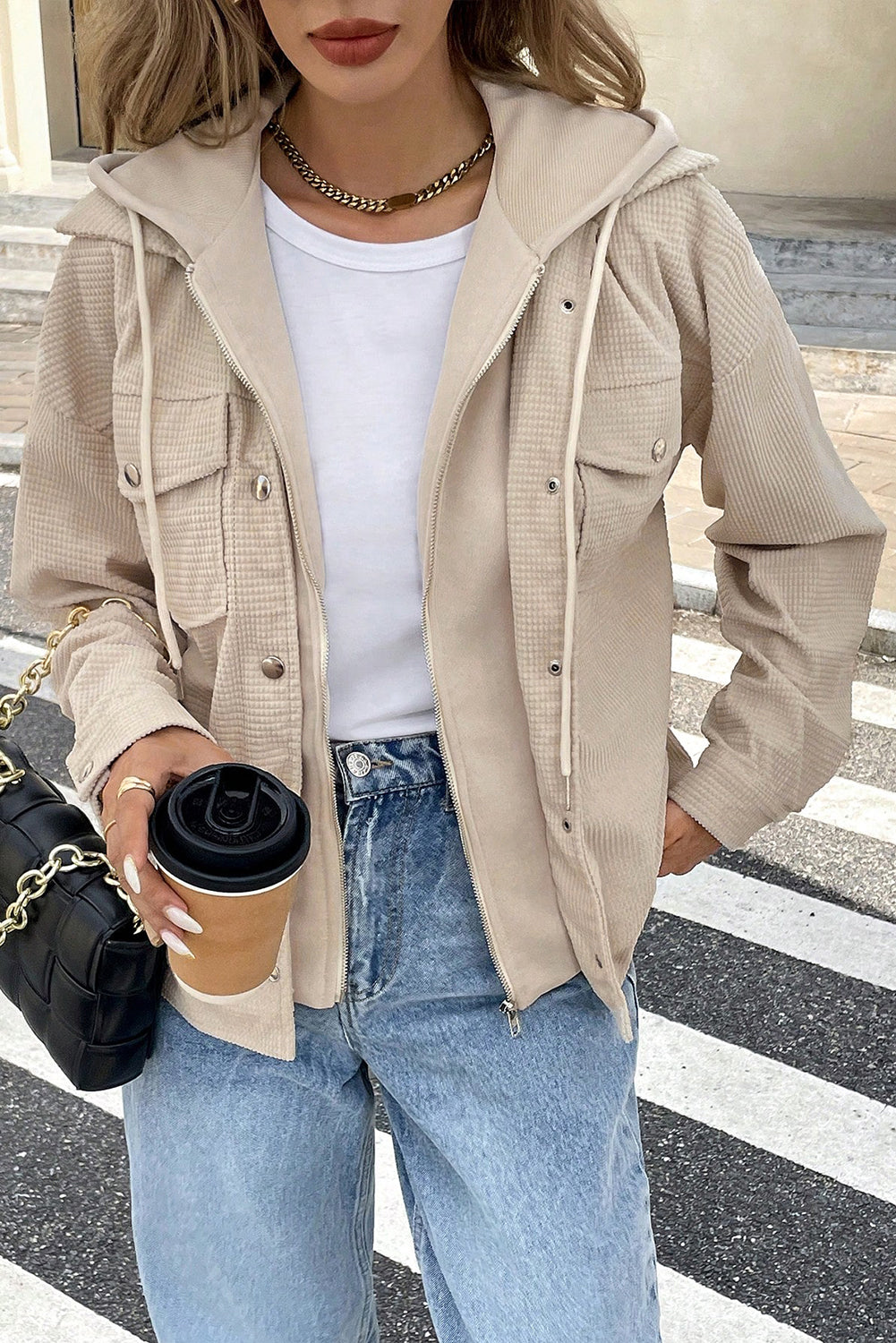 Laurel Green Solid Color Textured Patchwork Flap Pocket Shacket