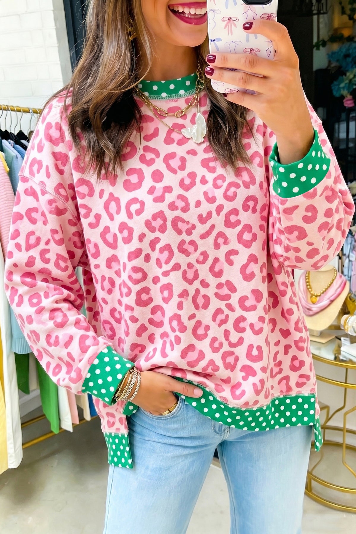 Mocha Leopard Mix Top