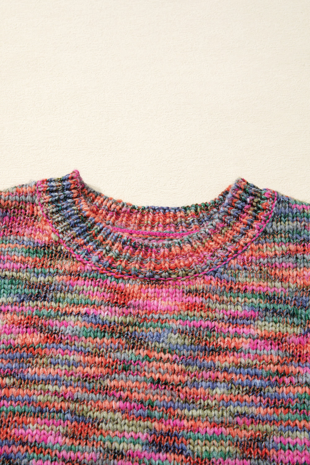 Purple Space Dye Yarn Crew Neck Sweater