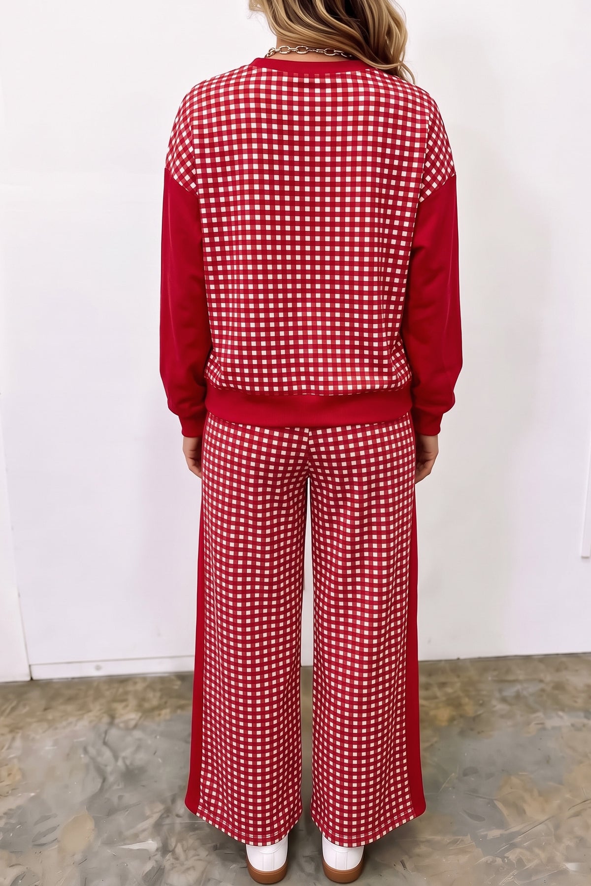 Pink Plaid Patchwork 2pc Set