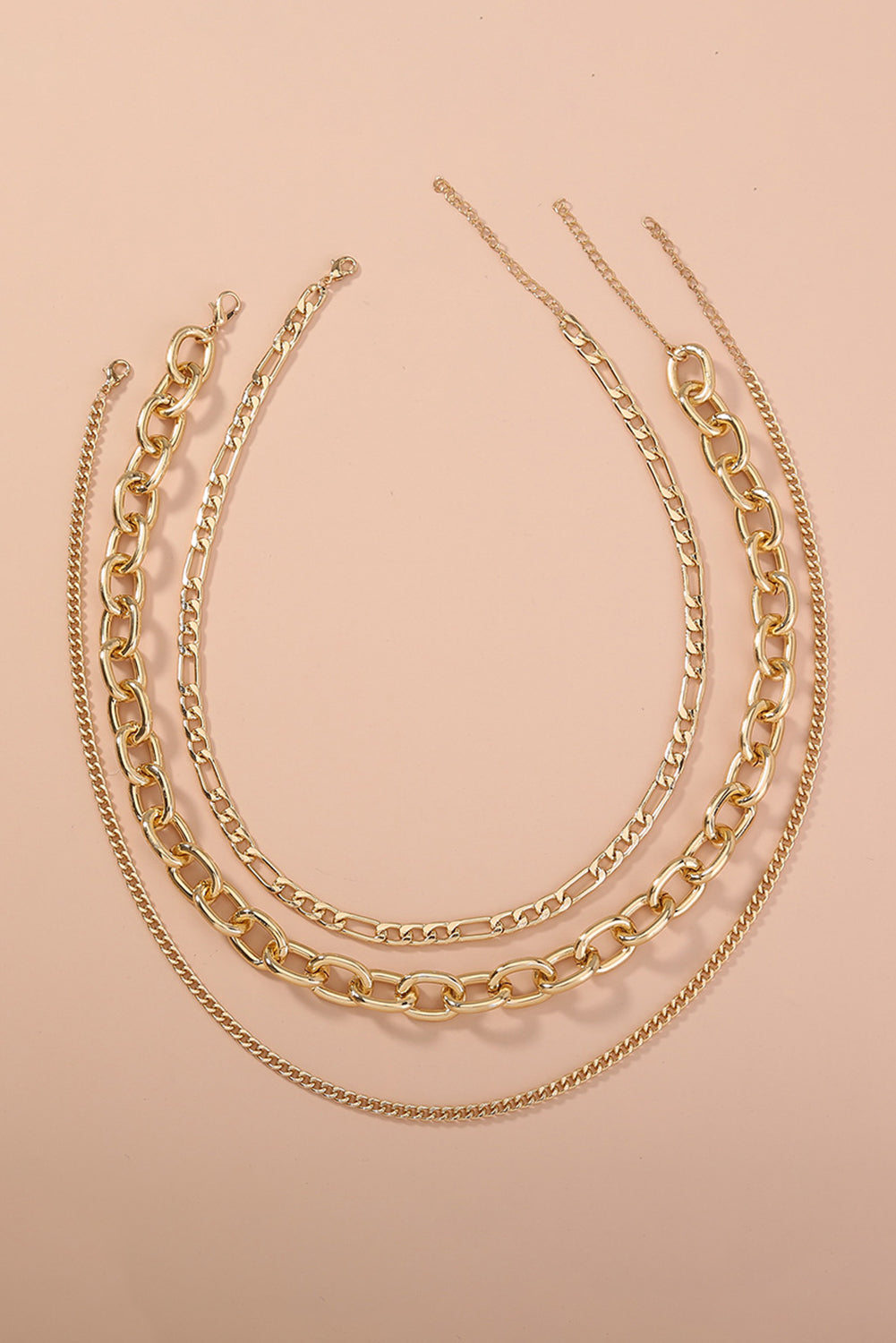 Gold 3pcs Chunky Chain Necklace Set