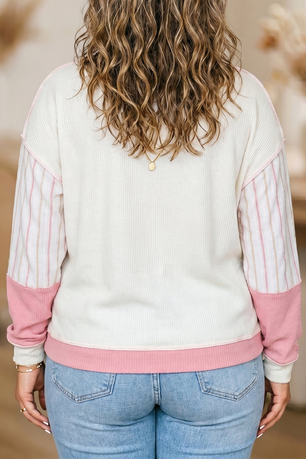 Pink Plaid Panel Plus Top