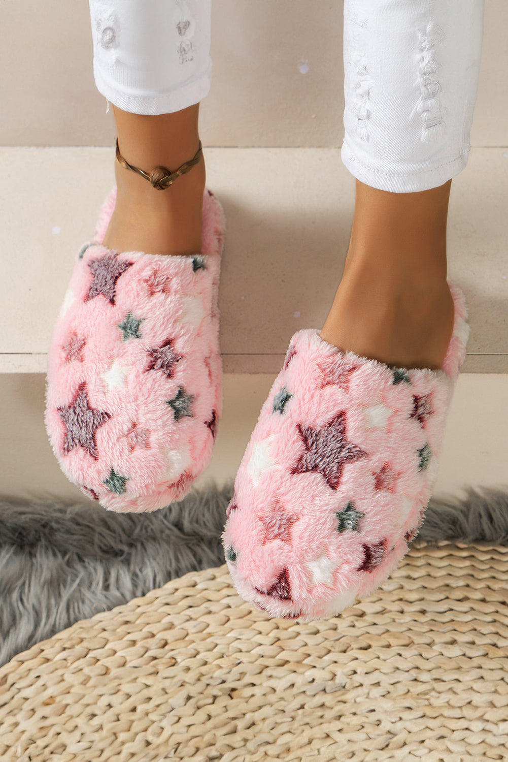 Dusty Pink Star Slippers